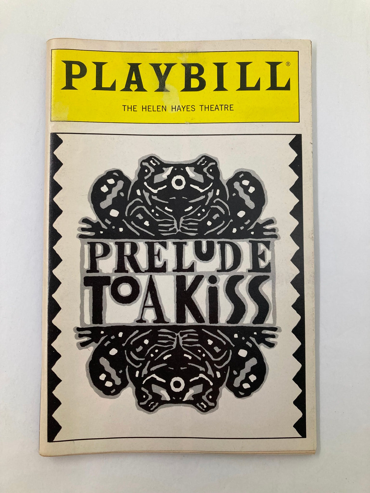 1990 Playbill from The Helen Hayes Theatre featuring the cover art for 'Prelude to a Kiss'.
