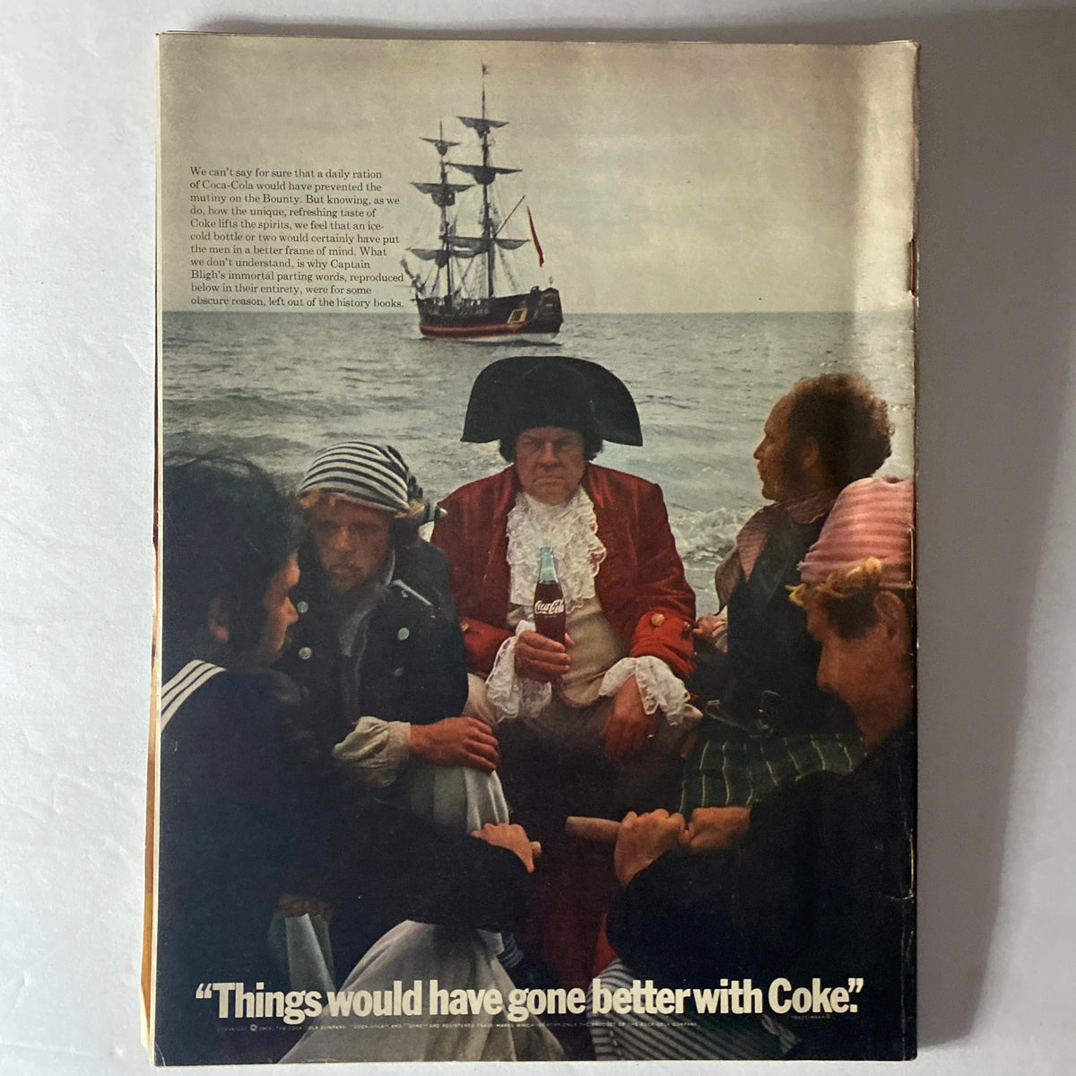 Back cover of the American Girl Magazine June 1969, featuring a vintage Coca-Cola advertisement with a pirate theme, illustrating the phrase 'Things would have gone better with Coke.' A nostalgic glimpse into advertising during the 1960s.