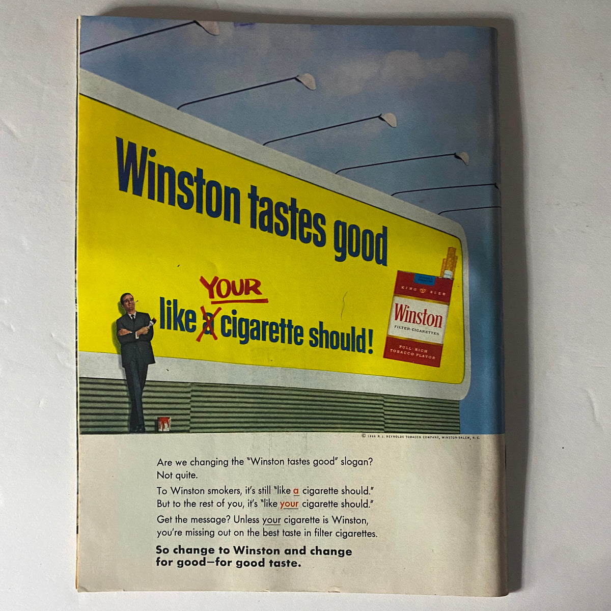 Advertisement for Winston cigarettes from Time Magazine June 3, 1966, showcasing marketing trends and advertising styles of the era.