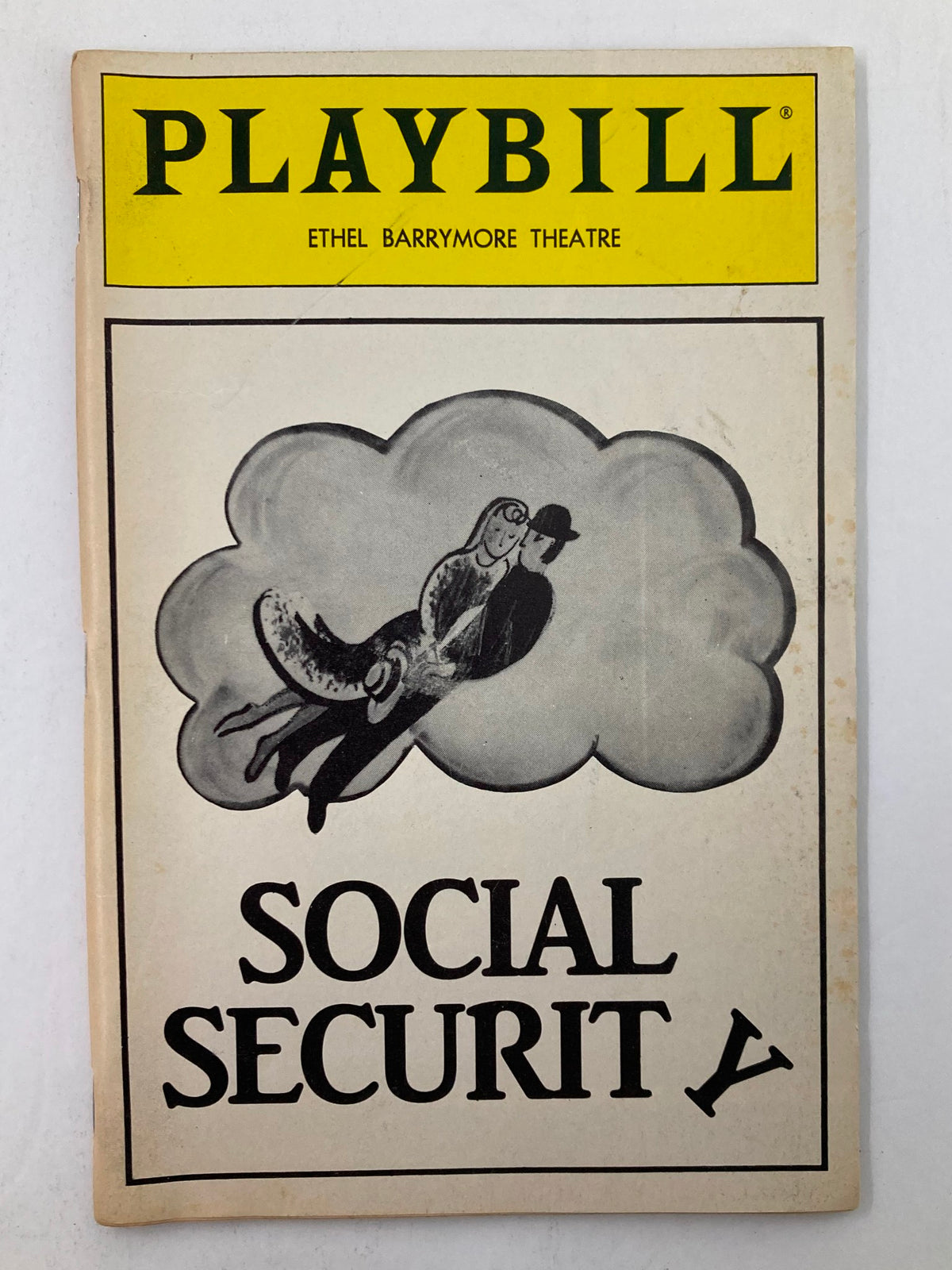 1986 Playbill for Ethel Barrymore Theatre featuring Marlo Thomas in Social Security, showcasing vintage cover art.