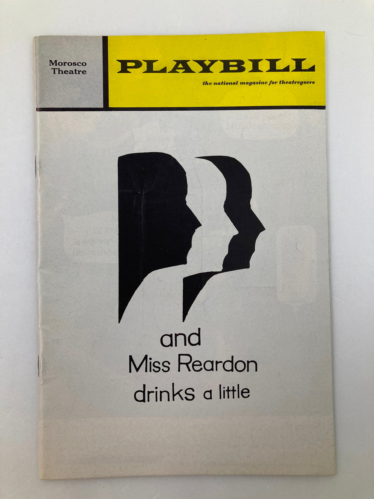 1971 Playbill The Morosco Theatre showcasing the cover design featuring silhouettes, advertising 'Miss Reardon Drinks a Little' starring Julie Harris.