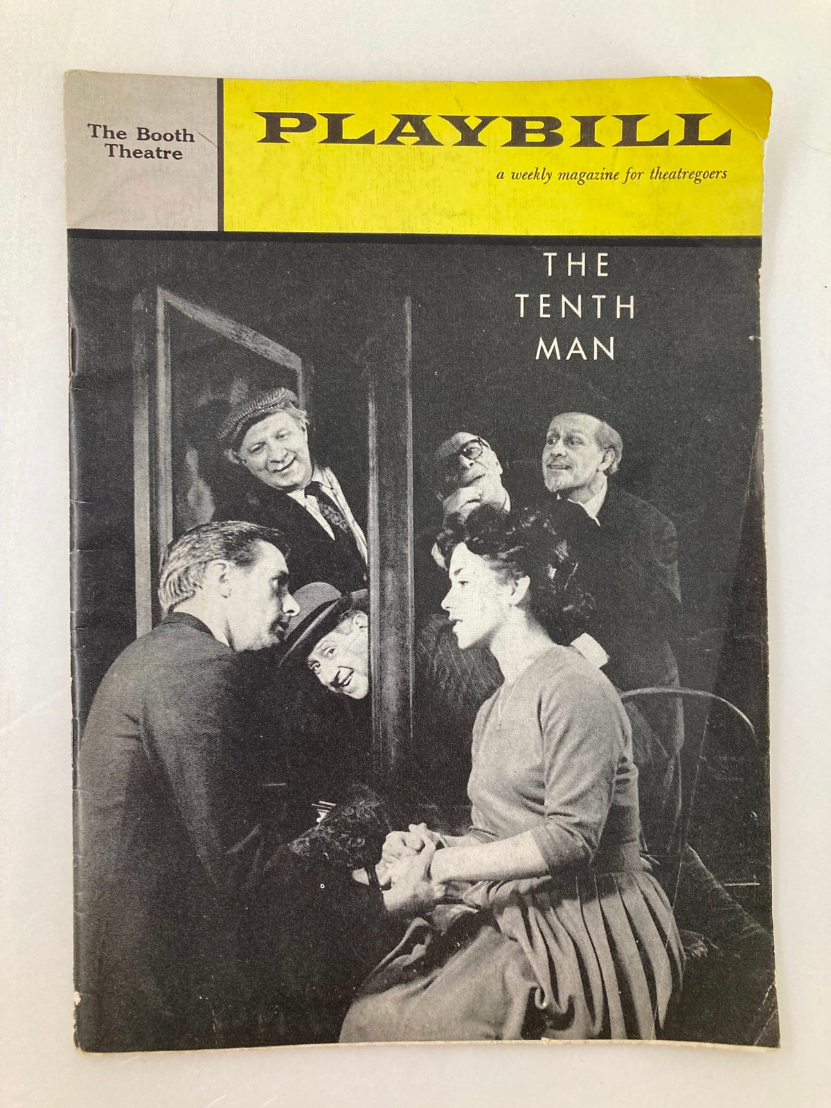 1961 Playbill for The Booth Theatre featuring Jacob Ben-Ami and Donald Harron in The Tenth Man, showcasing a vintage theatrical photograph on the cover.