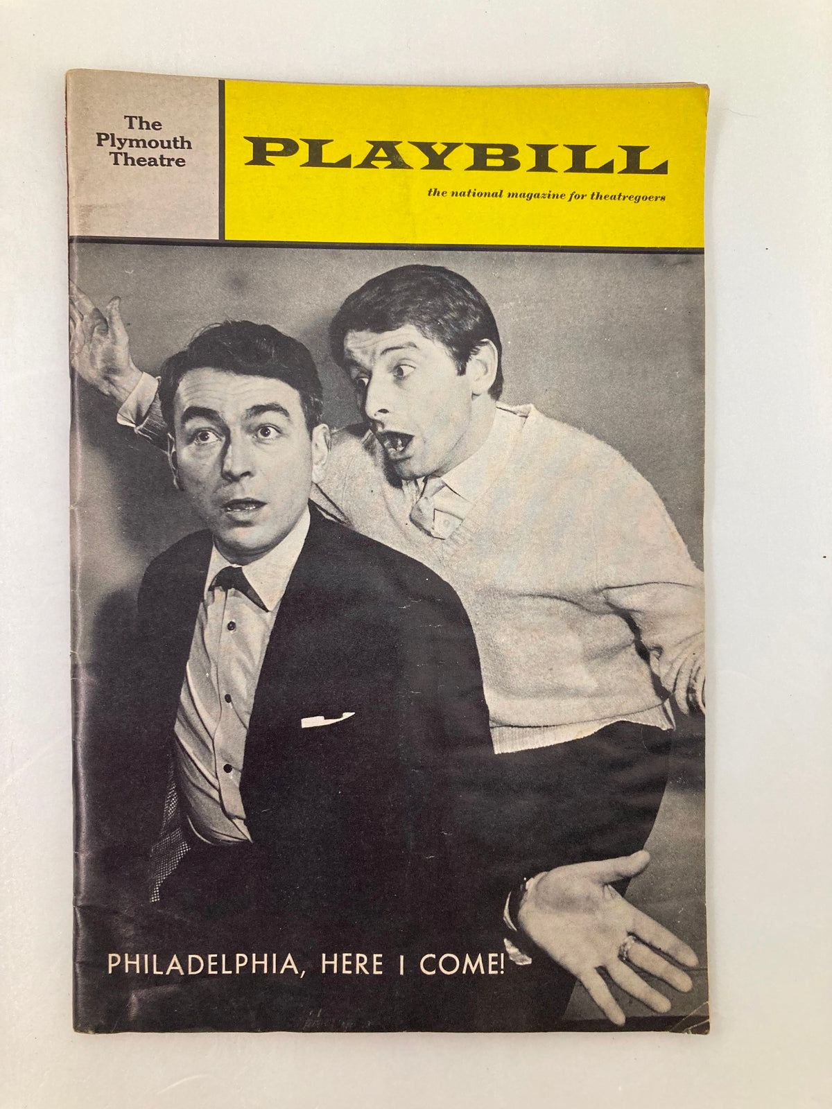 1966 Playbill The Plymouth Theatre featuring Donald Donnelly in a scene from 'Philadelphia, Here I Come.' Vintage theatre memorabilia showcasing 1960s performing arts.
