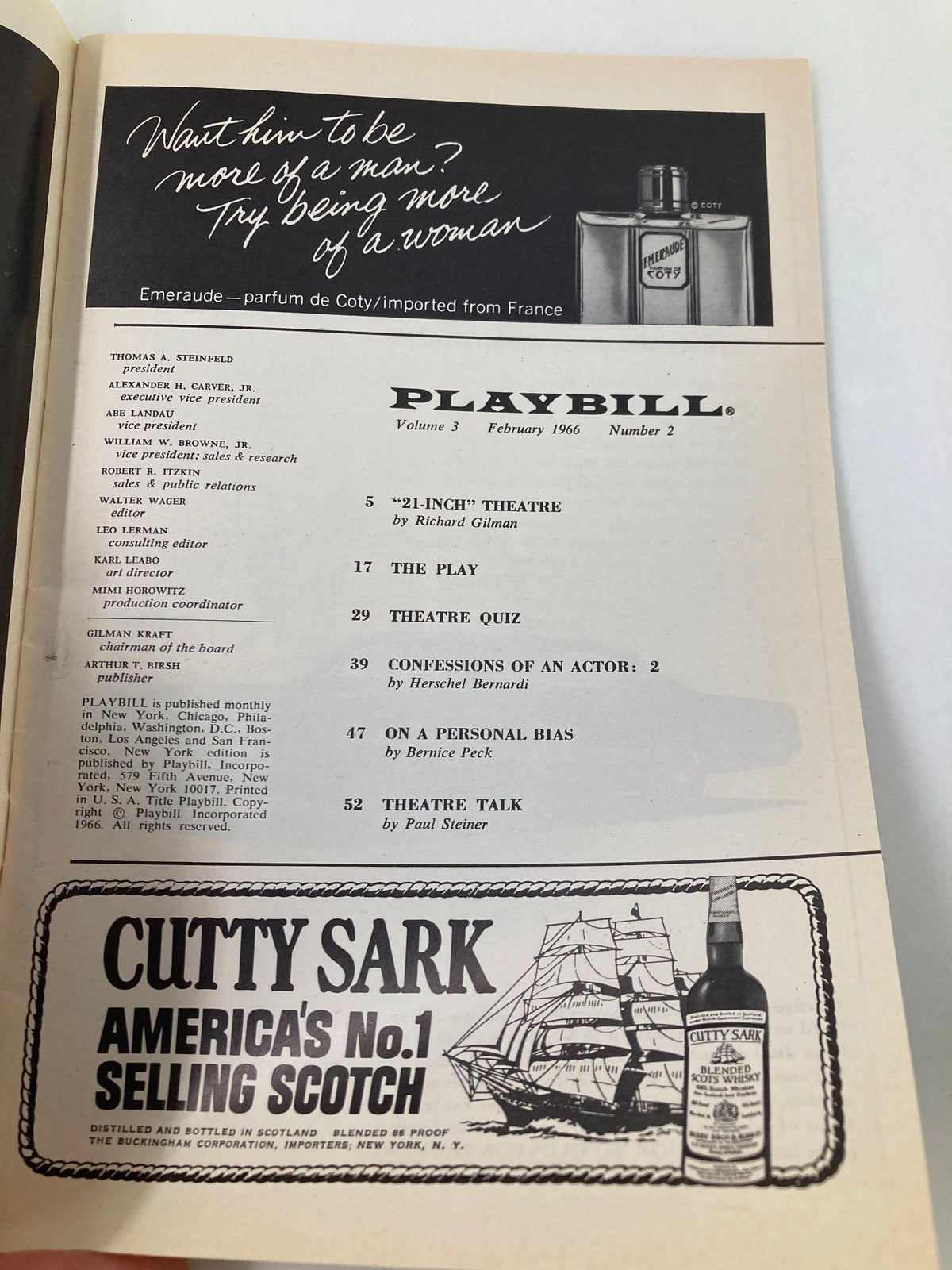 1966 Playbill Royale Theatre page showing theatre schedule and advertisements, related to the production Cactus Flower.
