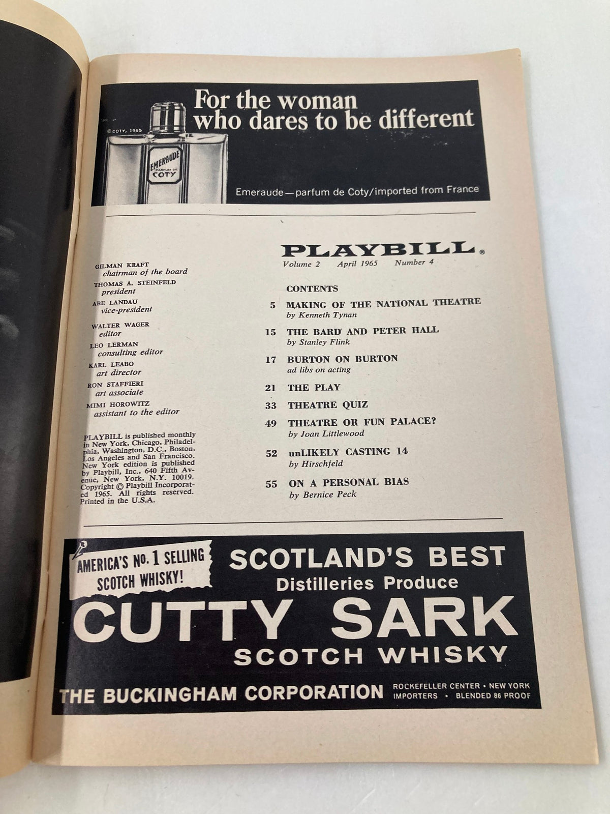 1965 Playbill featuring advertisements and contents page for Paul Mann in Incident at Vichy, showcasing historic theater memorabilia from the Repertory Theater of Lincoln Center.