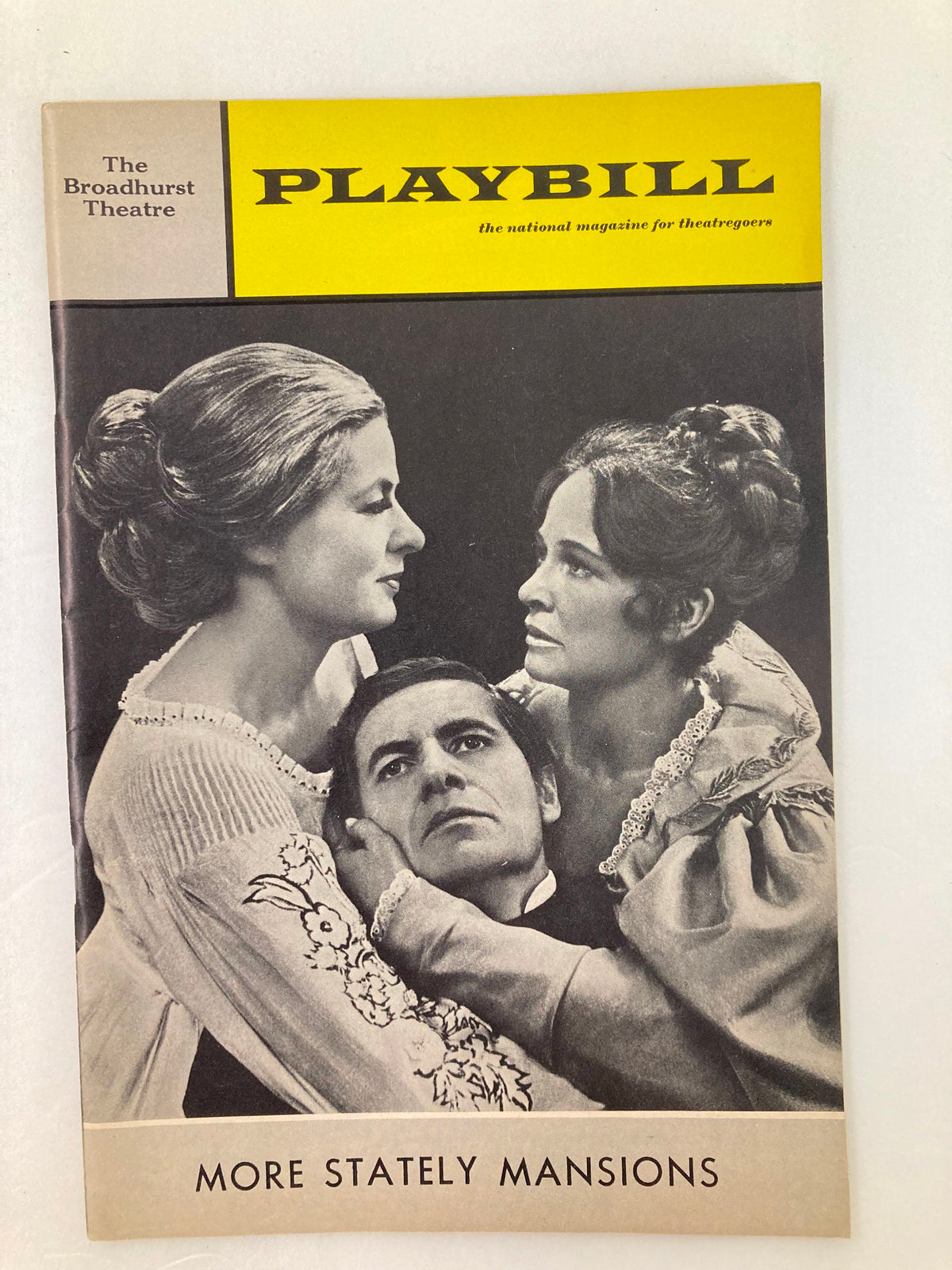 1968 Playbill from the Broadhurst Theatre featuring Ingrid Bergman in More Stately Mansions with stunning black and white photography of the cast.