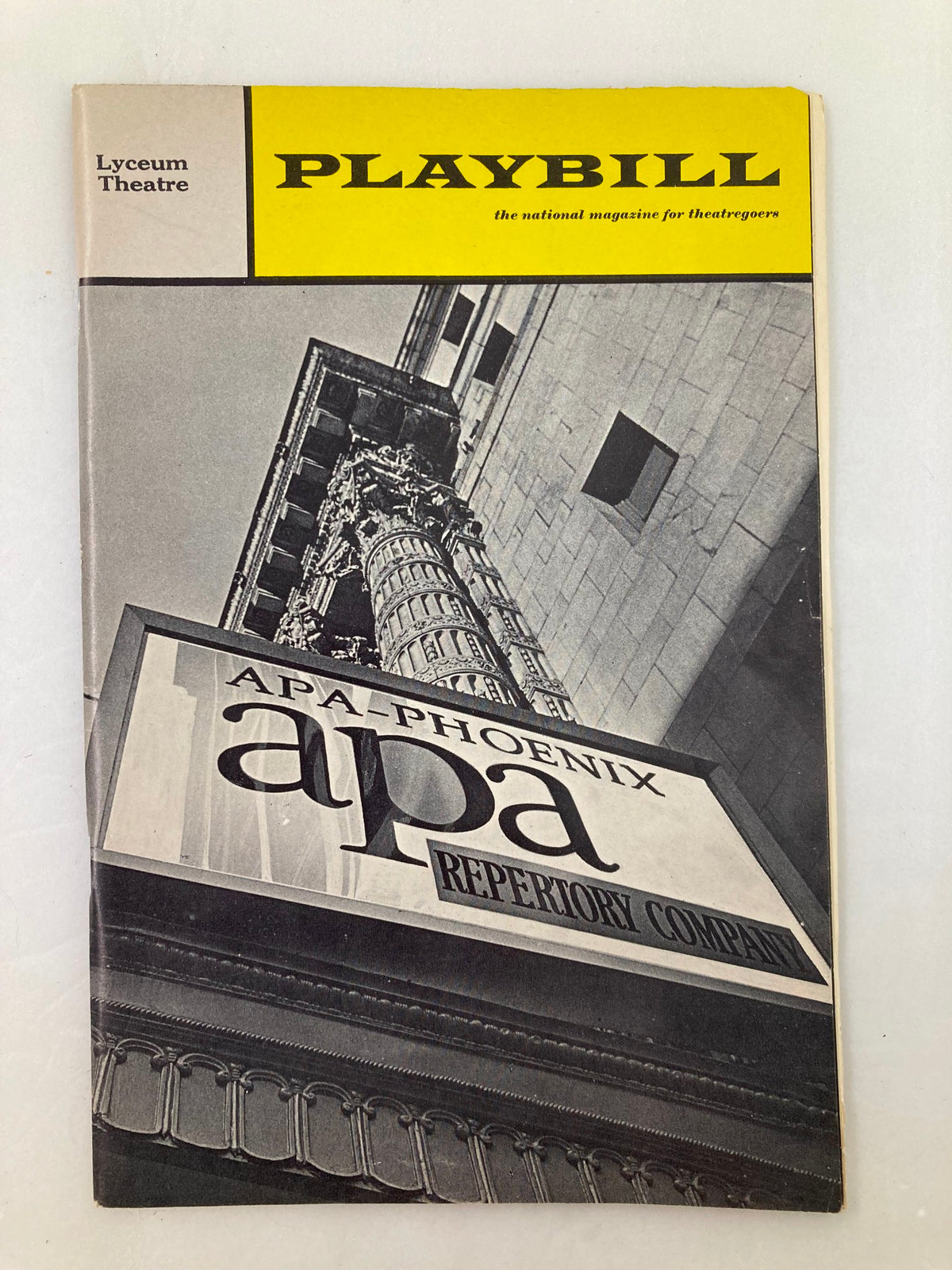 1968 Playbill Lyceum Theatre featuring Brian Bedford in the APA-Phoenix Repertory Company, showcasing a historic theater moment with a view of the Lyceum Theatre exterior.