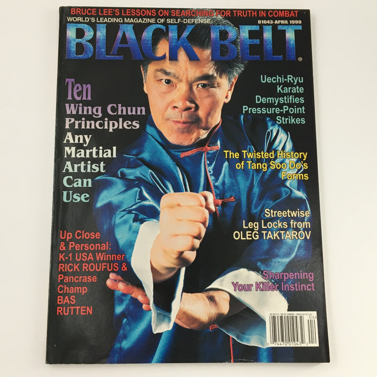 Front cover of Black Belt Magazine April 1999, highlighting Uechi-Ryu Karate and various martial arts topics.