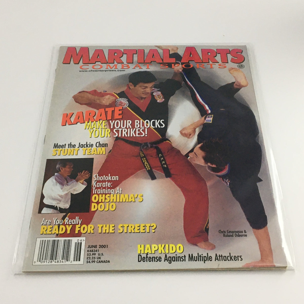 Cover of Martial Arts Combat Sports Magazine June 2001 featuring Chris Casamasa, showcasing martial arts topics like Karate techniques and Hapkido defense strategies, perfect for collectors and enthusiasts.