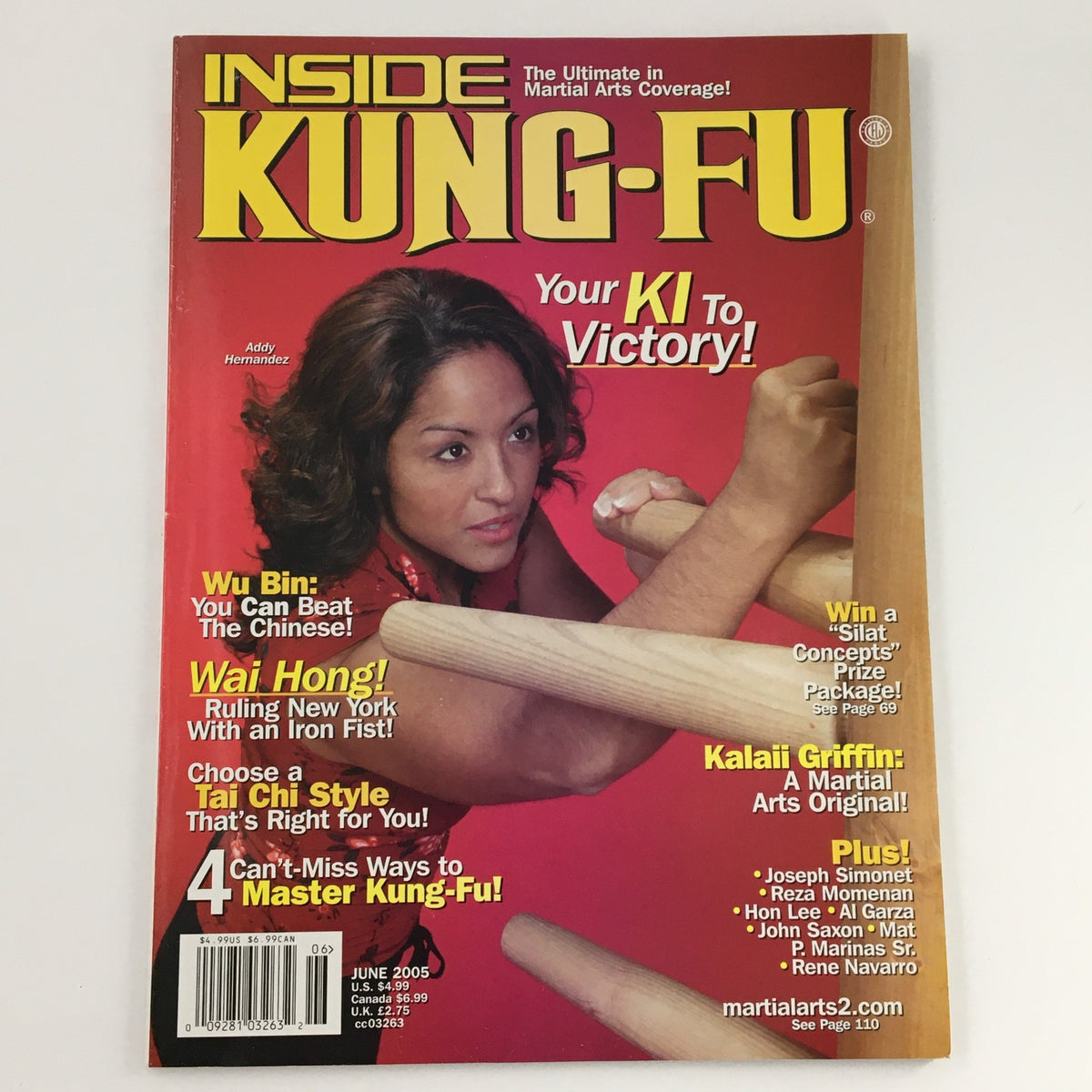 Front cover of Inside Kung-Fu Magazine June 2005 with Addy Hernandez, emphasizing martial arts skills under the title 'Your KI To Victory'.