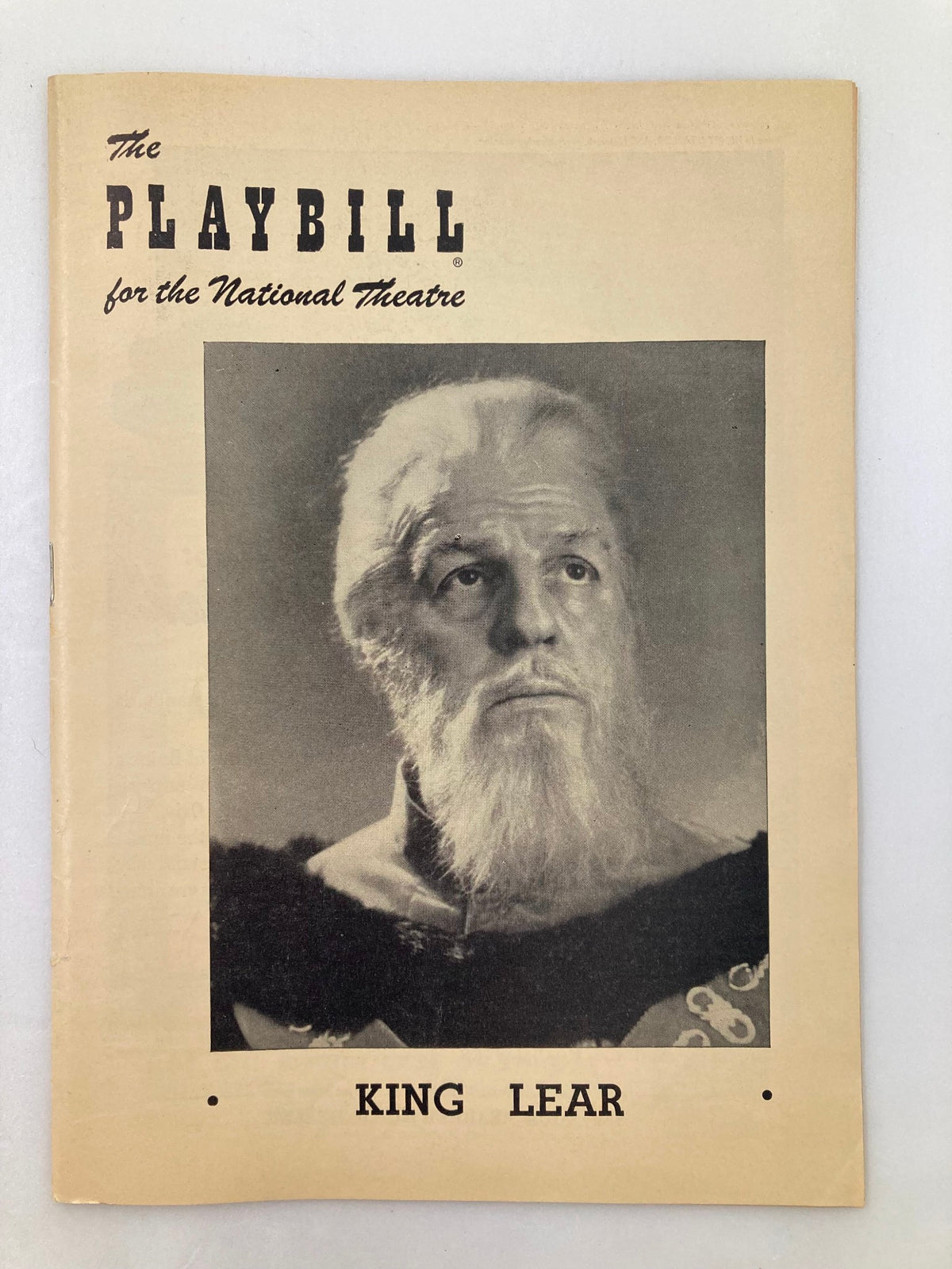 Vintage 1951 Playbill for the National Theatre featuring King Lear, an iconic Shakespearean tragedy, showcasing a portrait of Louis Calhern as King Lear.