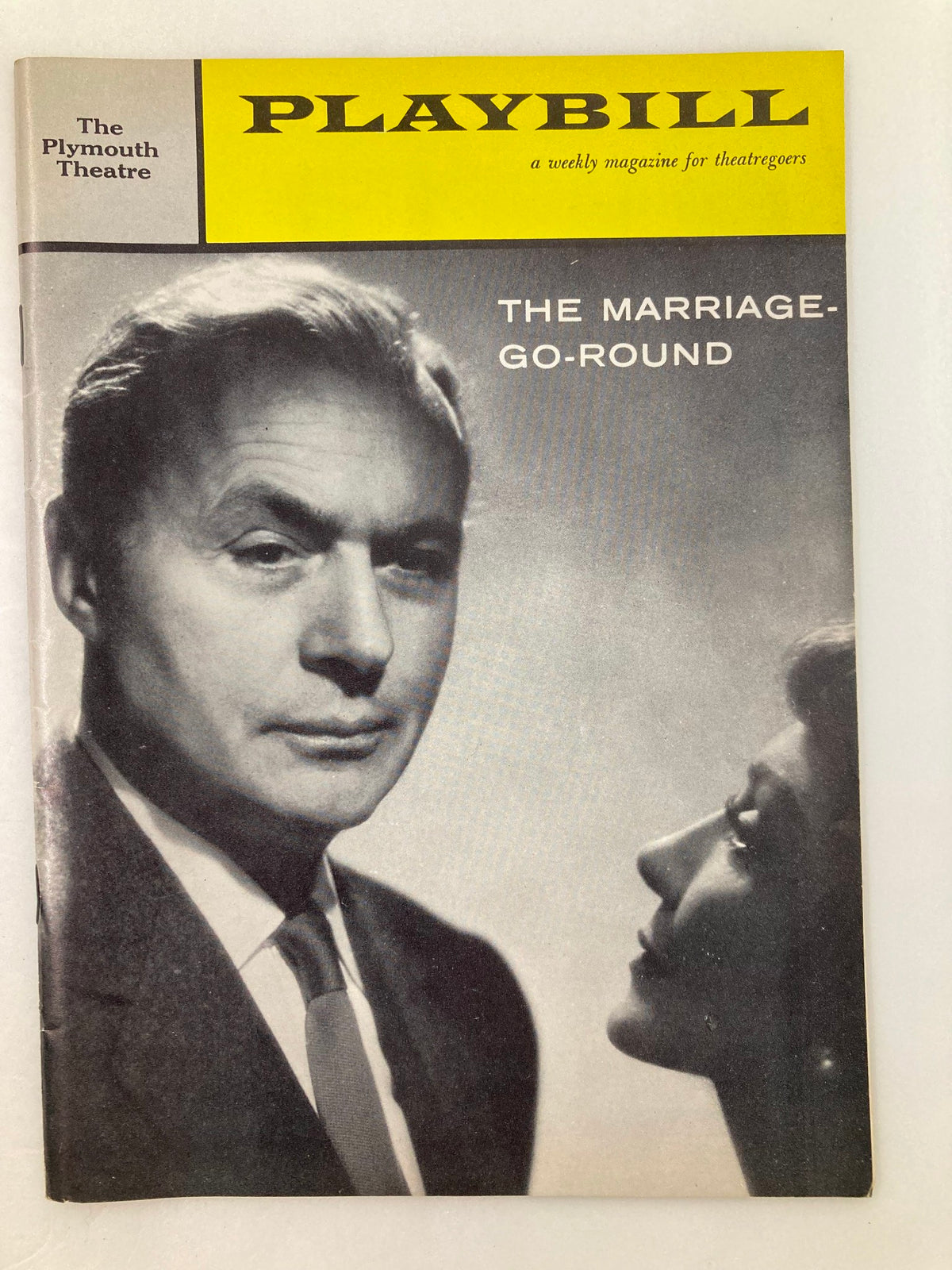 1960 Playbill featuring Charles Boyer in The Marriage-Go-Round at The Plymouth Theatre, showcasing a vintage theater cover with a dramatic portrait.