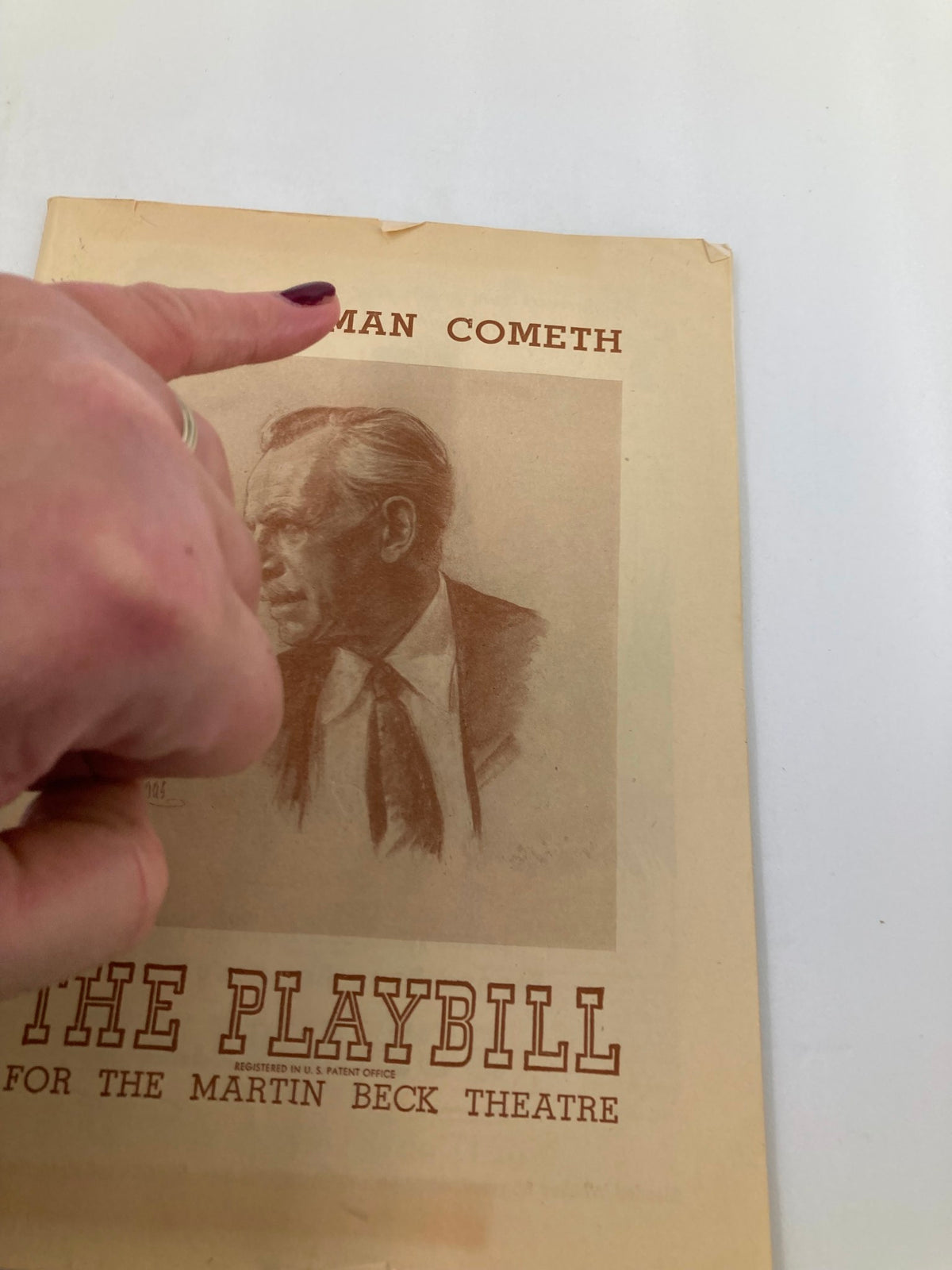 1946 Playbill for The Iceman Cometh at the Martin Beck Theatre, featuring a profile illustration of actor James Barton.