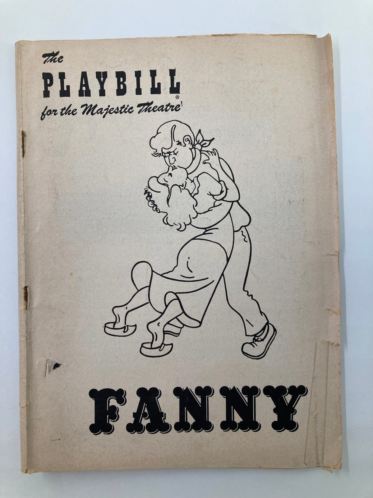 Cover of the 1955 Playbill for the Majestic Theatre featuring characters in a dance scene from the musical play Fanny, starring Ezio Pinza and Walter Slezak.