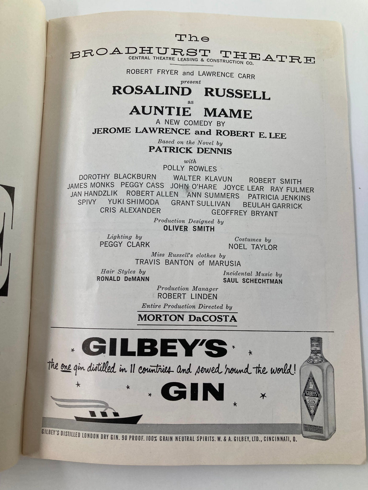 1957 Playbill The Broadhurst Theatre Rosalind Russell as Auntie Mame