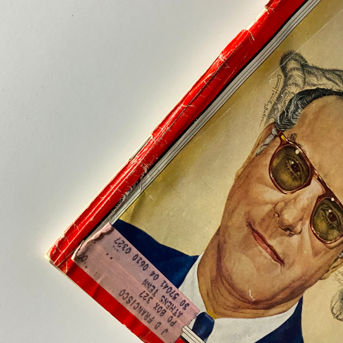 Close-up view of the Time Magazine cover from August 22, 1955, Vol 66 No. 8, showcasing Tammany's Carmine de Sapio's portrait with details of his glasses and suit.