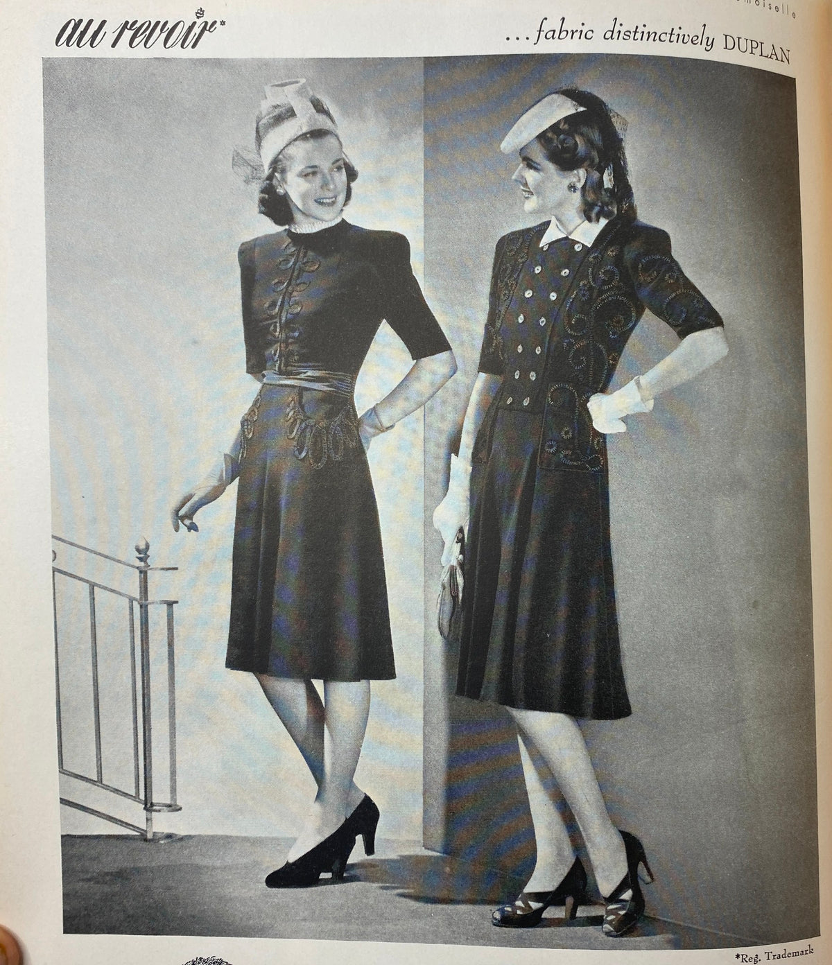 Mademoiselle Magazine January 1940 featuring women in fashionable black dresses, highlighting 1940s fashion trends and styles.