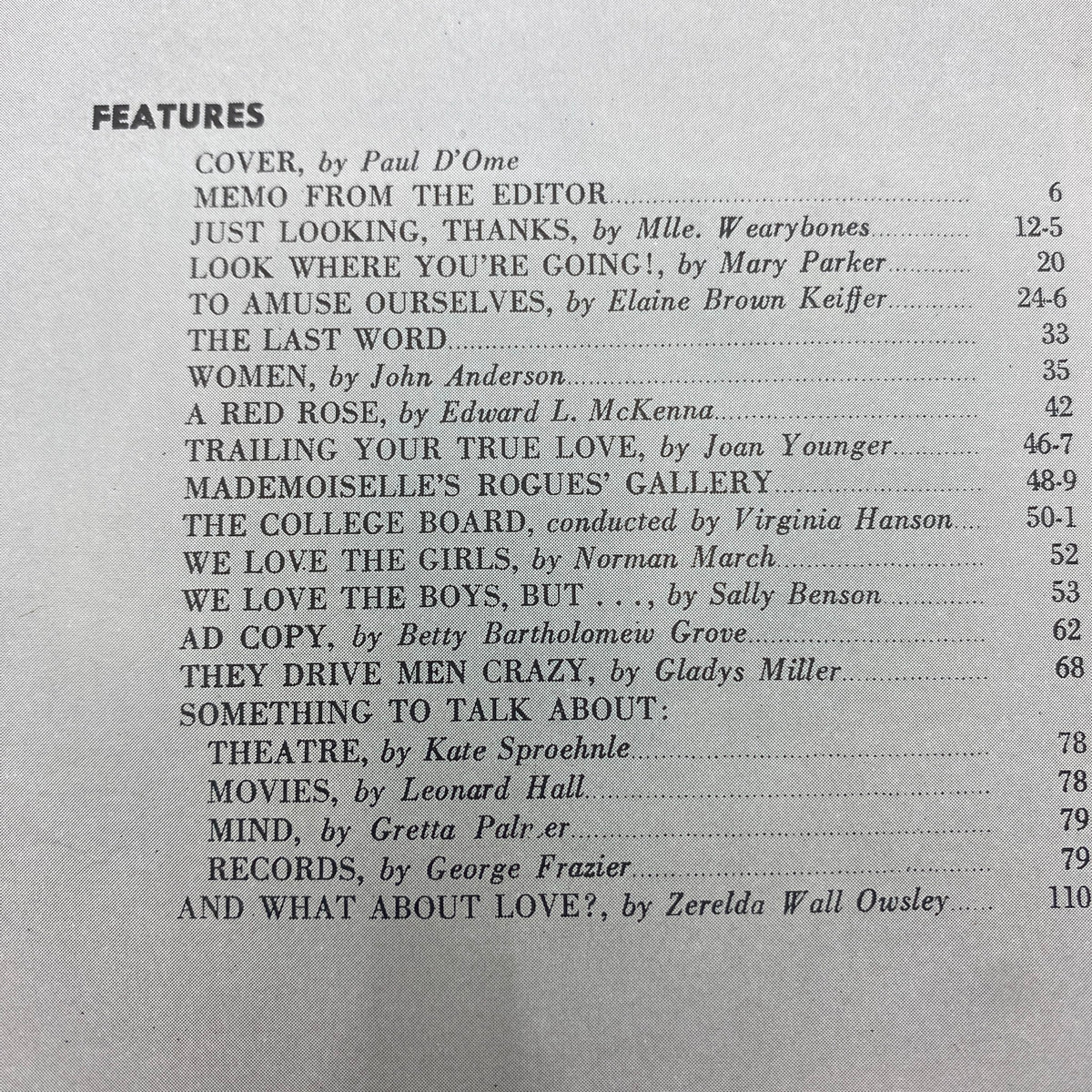 Contents page of Mademoiselle Magazine November 1939, listing articles and features including 'Memo from the Editor' and 'Mademoiselle's Rogues' Gallery'.