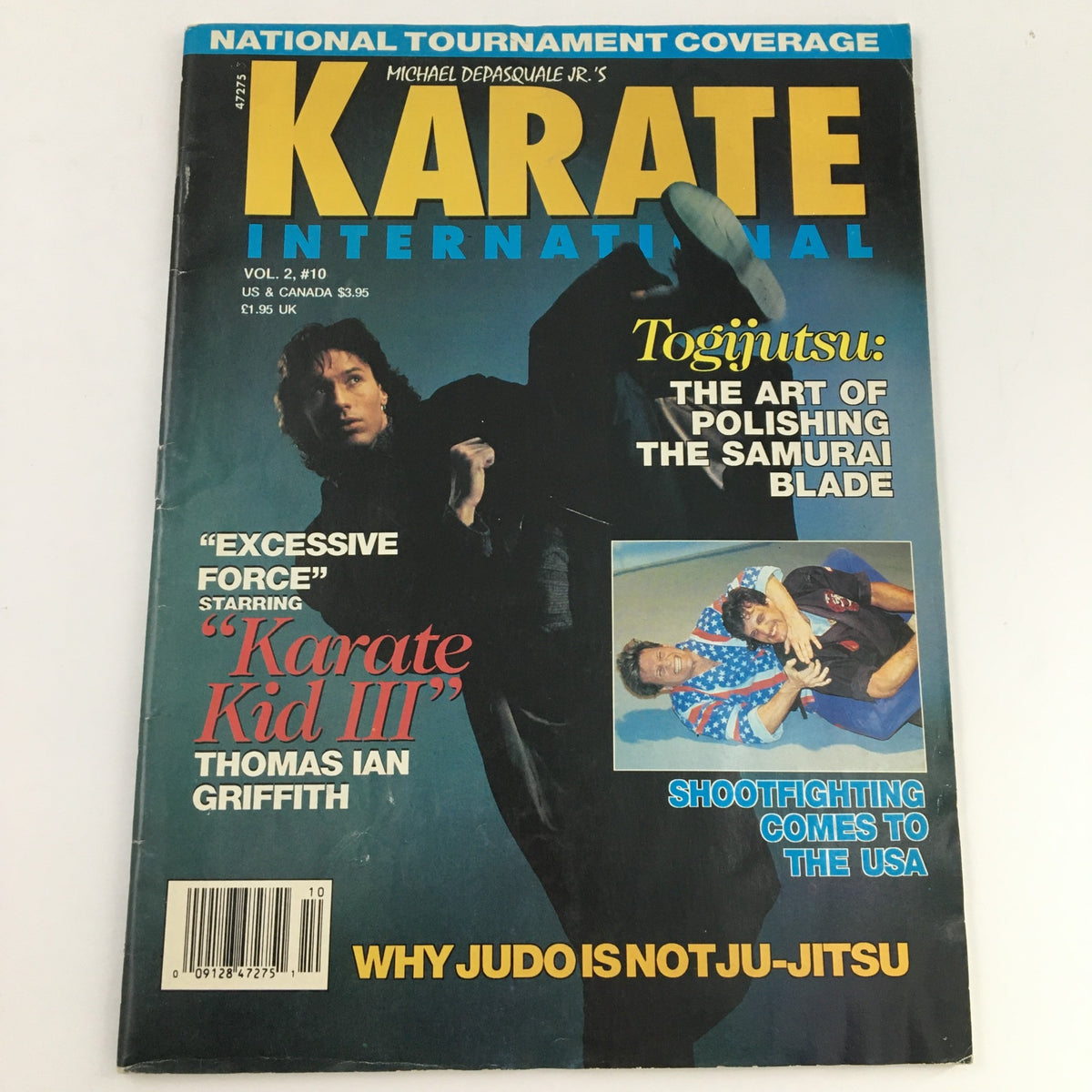 Karate International October 1992 Vol 2 #10 magazine cover showcasing Thomas Ian Griffith, with articles on karate techniques and culture.