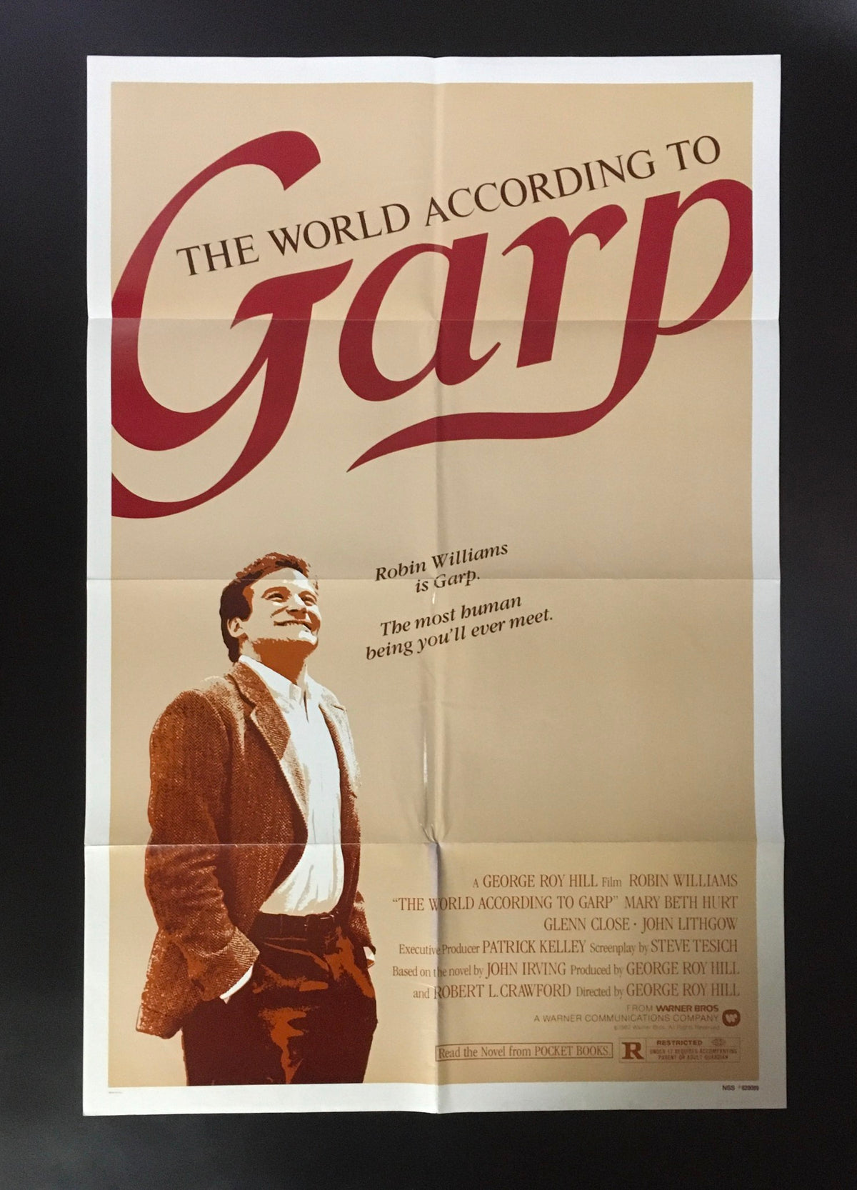 1982 The World According to Garp 41" x 27" Original Movie Poster featuring Robin Williams, showcasing a classic design with vibrant colors and the iconic character Garp.