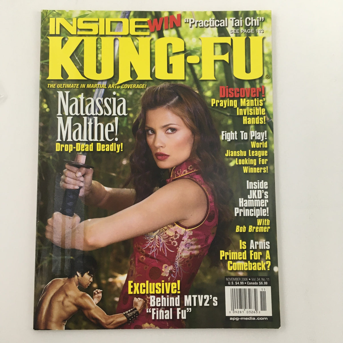 Close-up of Inside Kung-Fu Magazine November 2006 cover, highlighting Natassia Malthe with compelling headlines related to martial arts.