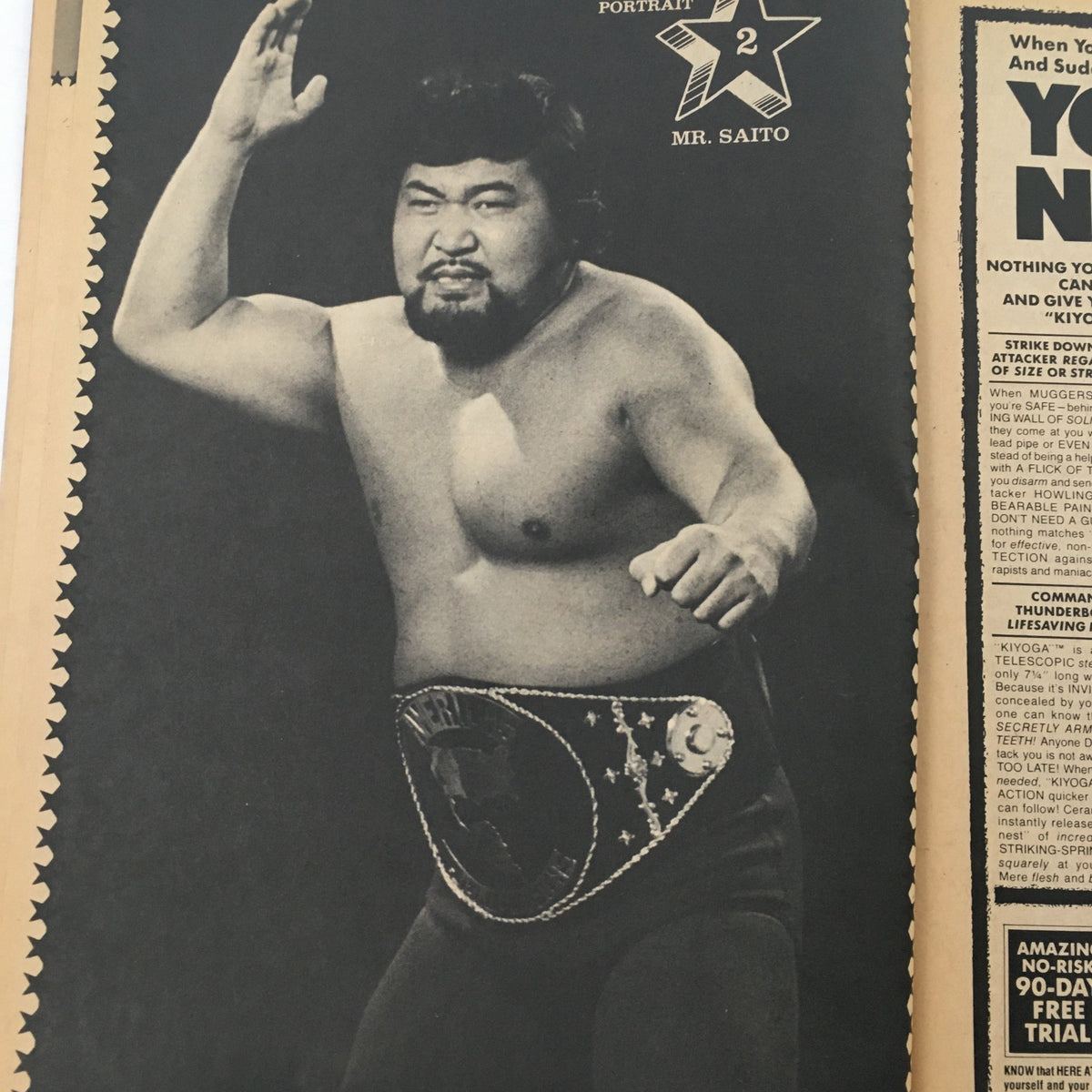 Wrestling Superstars Magazine Winter 1981 presenting a black and white photo of Mr. Saito, a featured wrestler in this vintage issue.