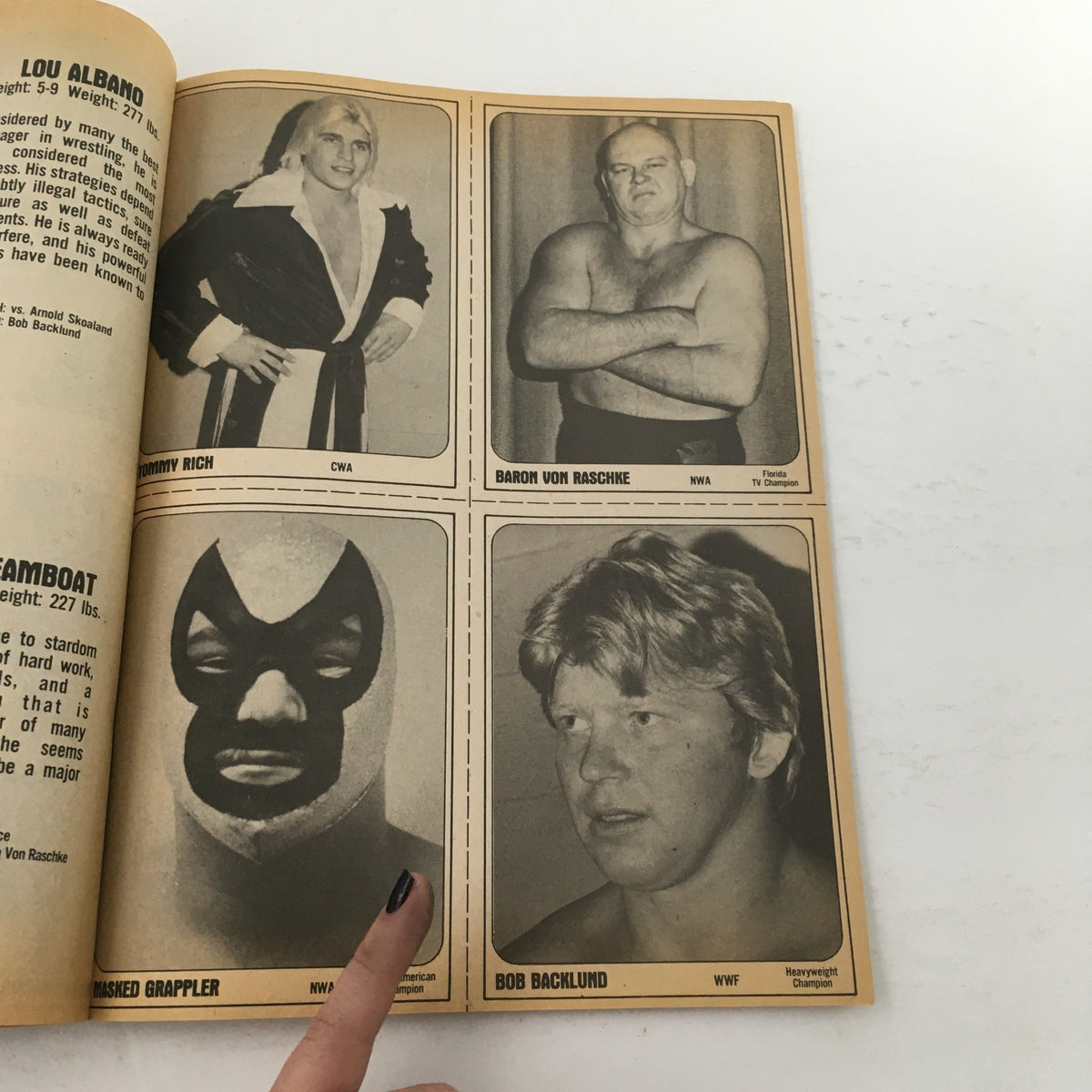 Wrestling Superstars Magazine Summer 1981 featuring Tommy Rich and Baron Von Raschke, along with the mysterious Masked Grappler and Bob Backlund, showcasing wrestling's diverse personalities.