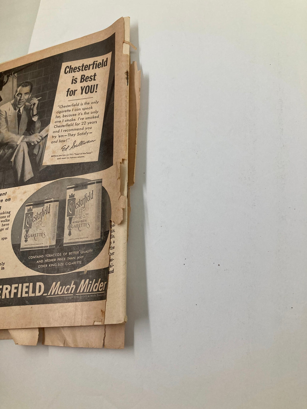 Back cover of the 1953 Playbill from St. James Theatre showcasing vintage advertisements, including Chesterfield cigarettes, highlighting its nostalgic appeal.
