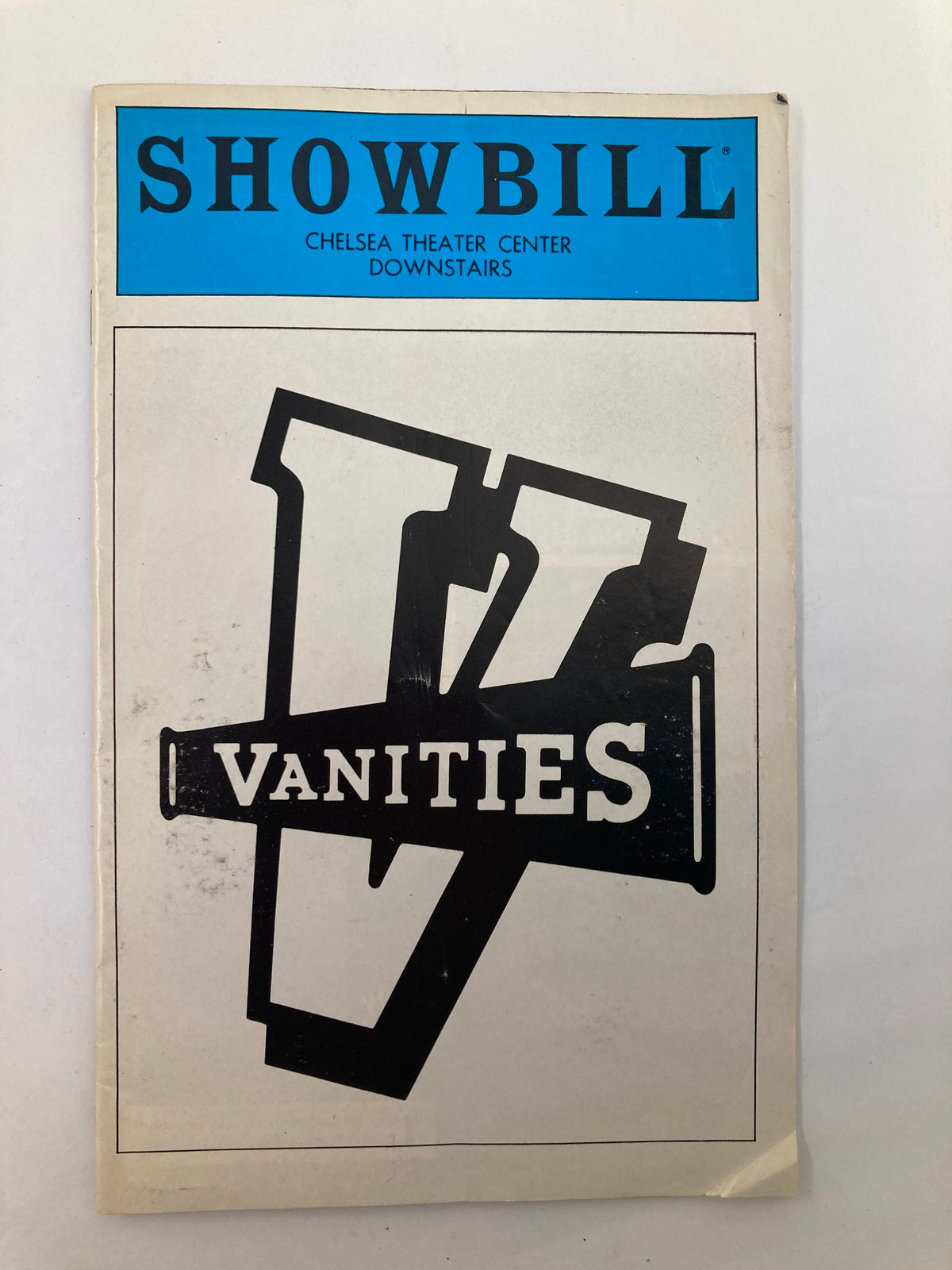 1980 Showbill Chelsea Theater Center Downstairs Sally Sockwell in Vanities cover showcasing the iconic 'V' logo.