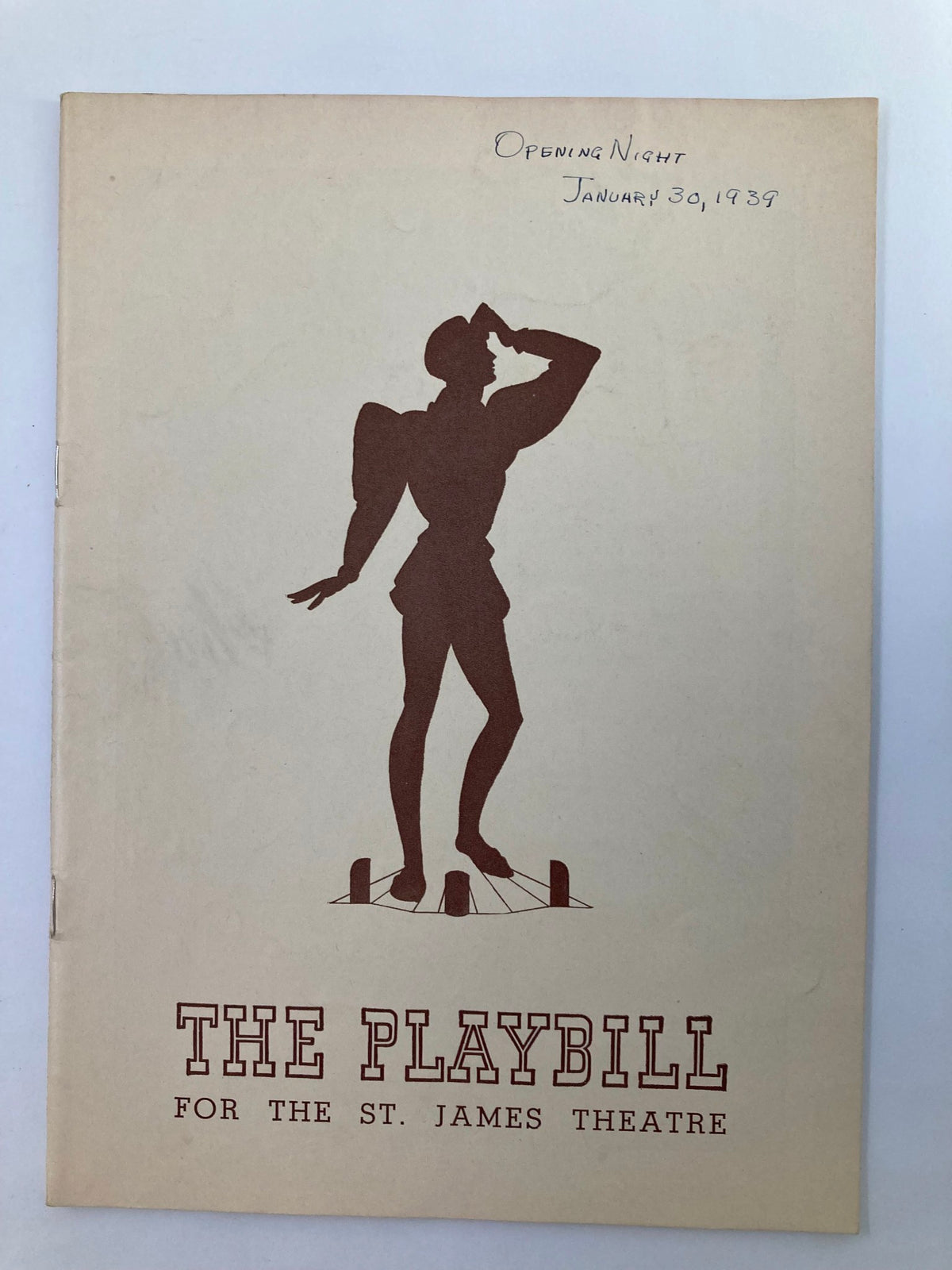 Front cover of the 1939 Playbill for the St. James Theatre featuring Maurice Evans and Mady Christians in Henry IV, with a silhouette of a performer and labeled 'Opening Night January 30, 1939'.