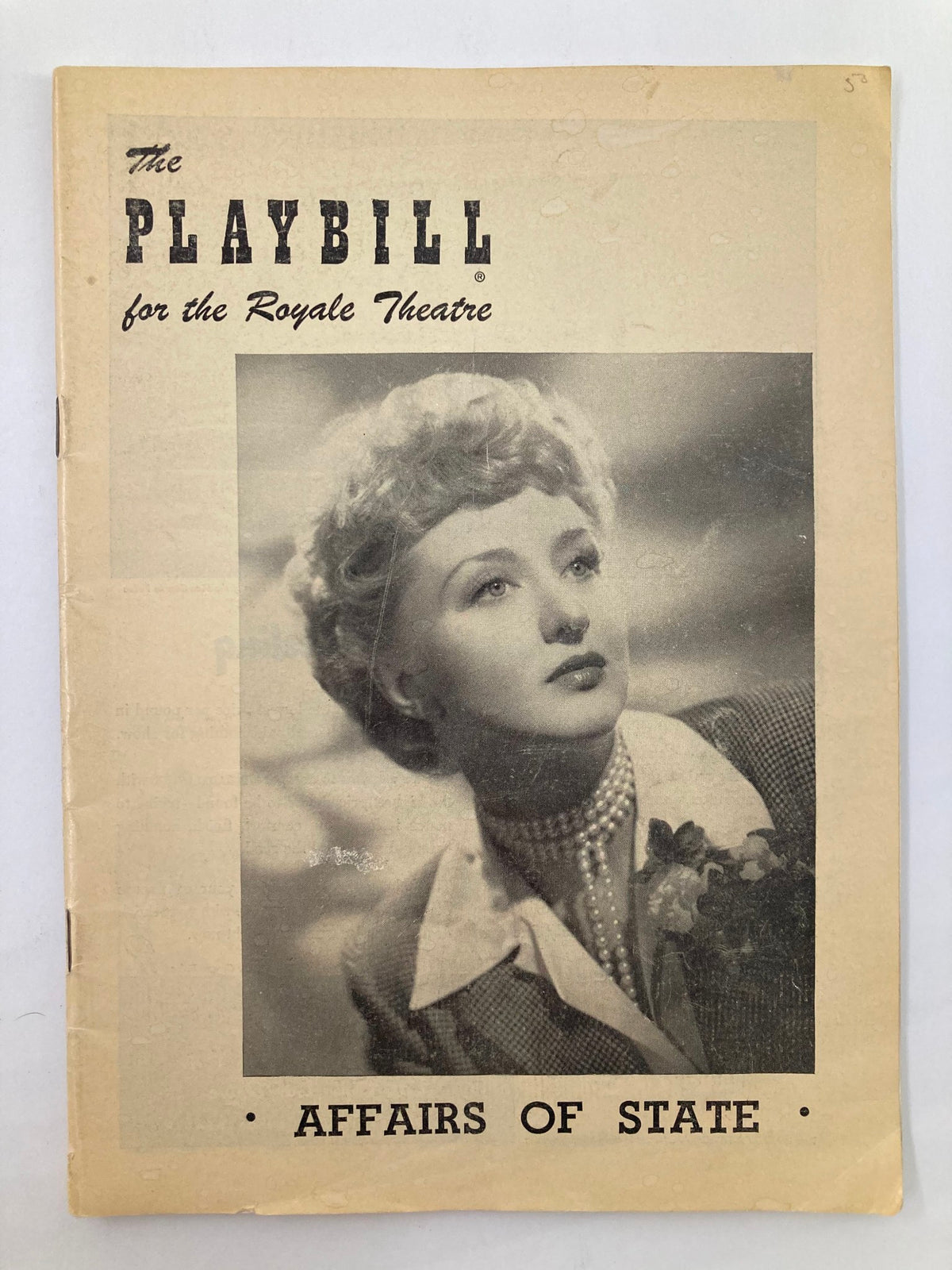 1950 Playbill for the Royale Theatre featuring Celeste Holm in Affairs of State, showcasing nostalgic mid-century theatrical design.