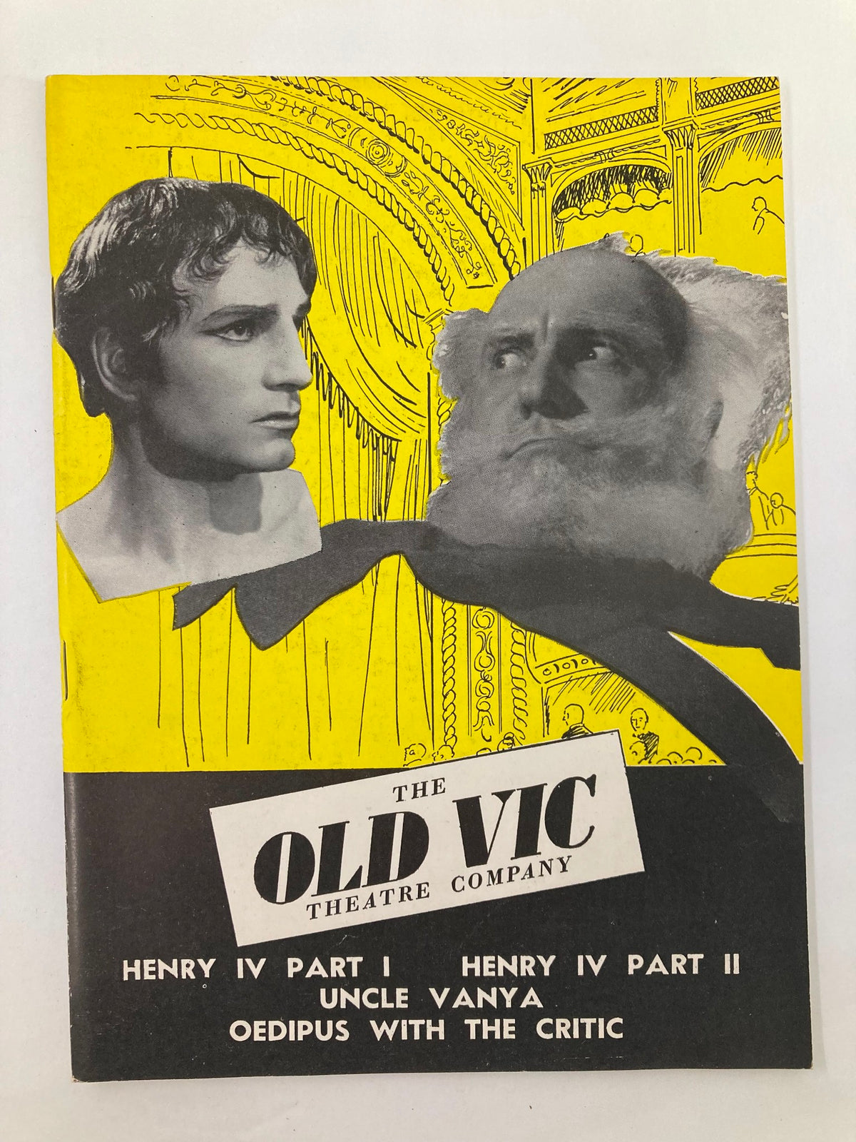 1946 Playbill New Century Theatre featuring the Old Vic Company with images related to Henry IV Part I, showcasing prominent characters.