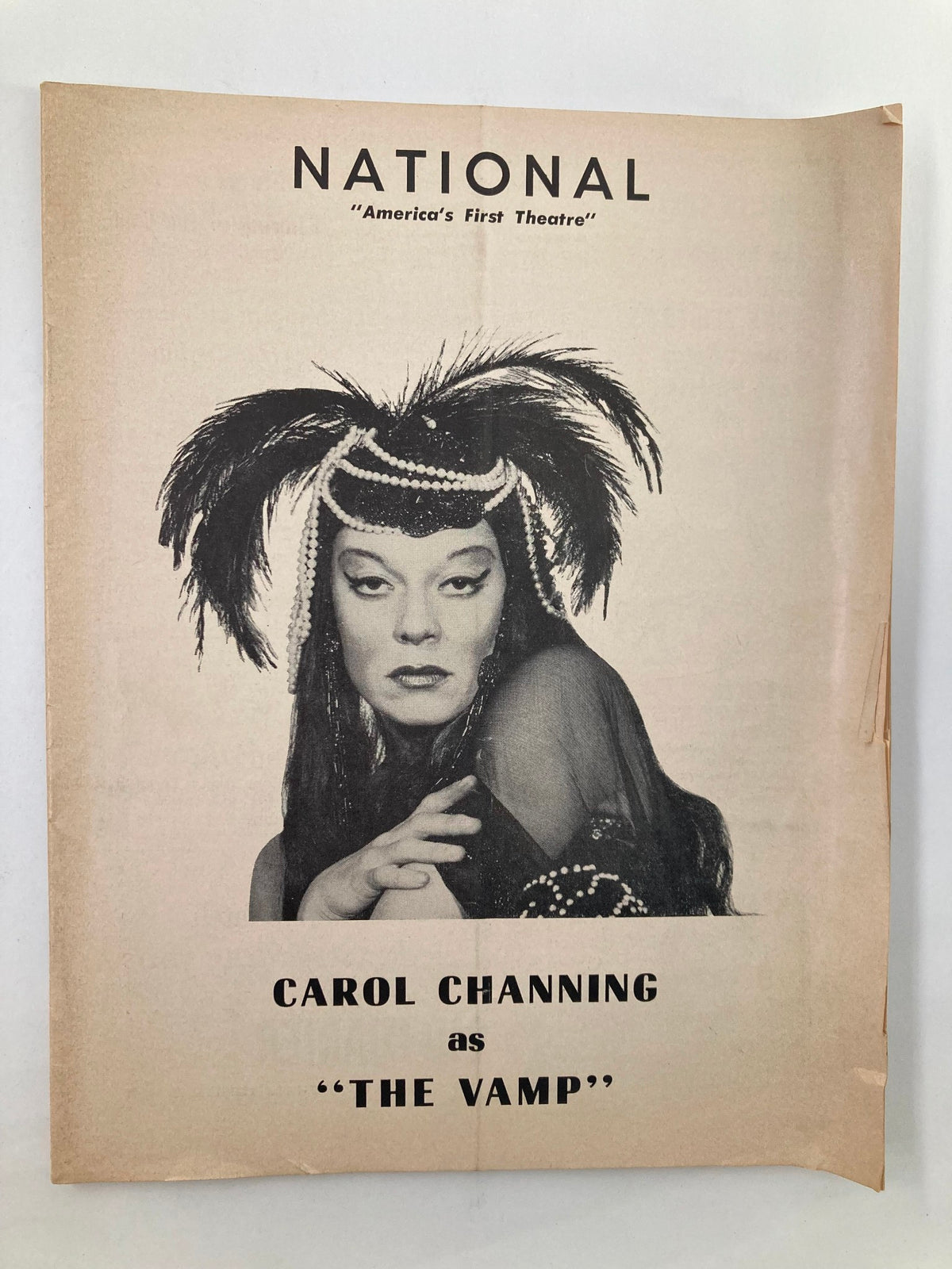 Cover of the 1955 Souvenir Program from the National Theatre featuring Carol Channing as 'The Vamp', showcasing a theatrical performance design.
