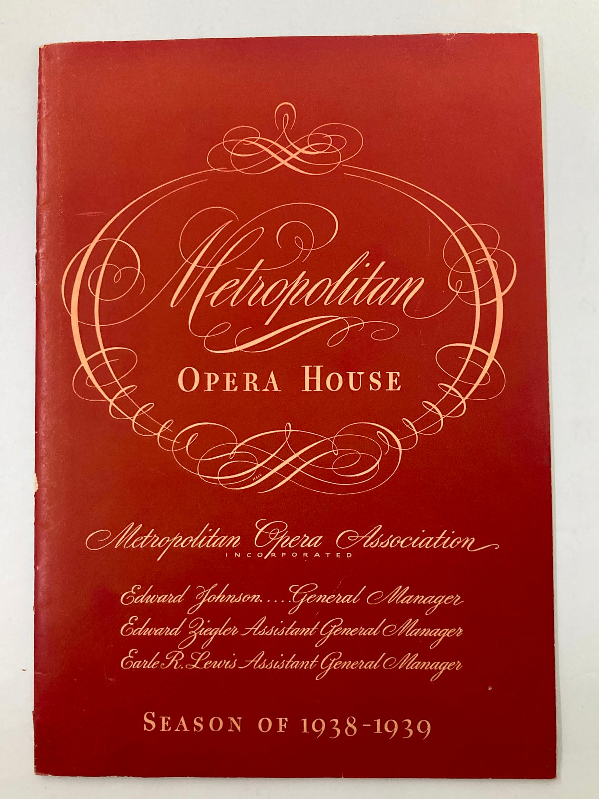 1939 Program Metropolitan Opera House displaying the title on a red cover, representing a historical piece of opera memorabilia.