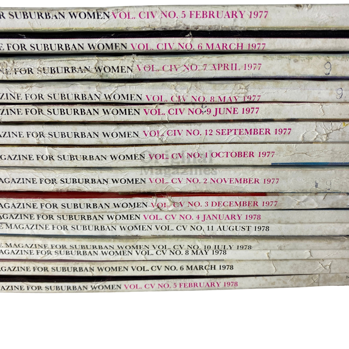 Lot of 15 McCall's Magazine volumes for suburban women from 1977 and 1978, highlighting vintage cover designs and notable editions with publication details including months and years.