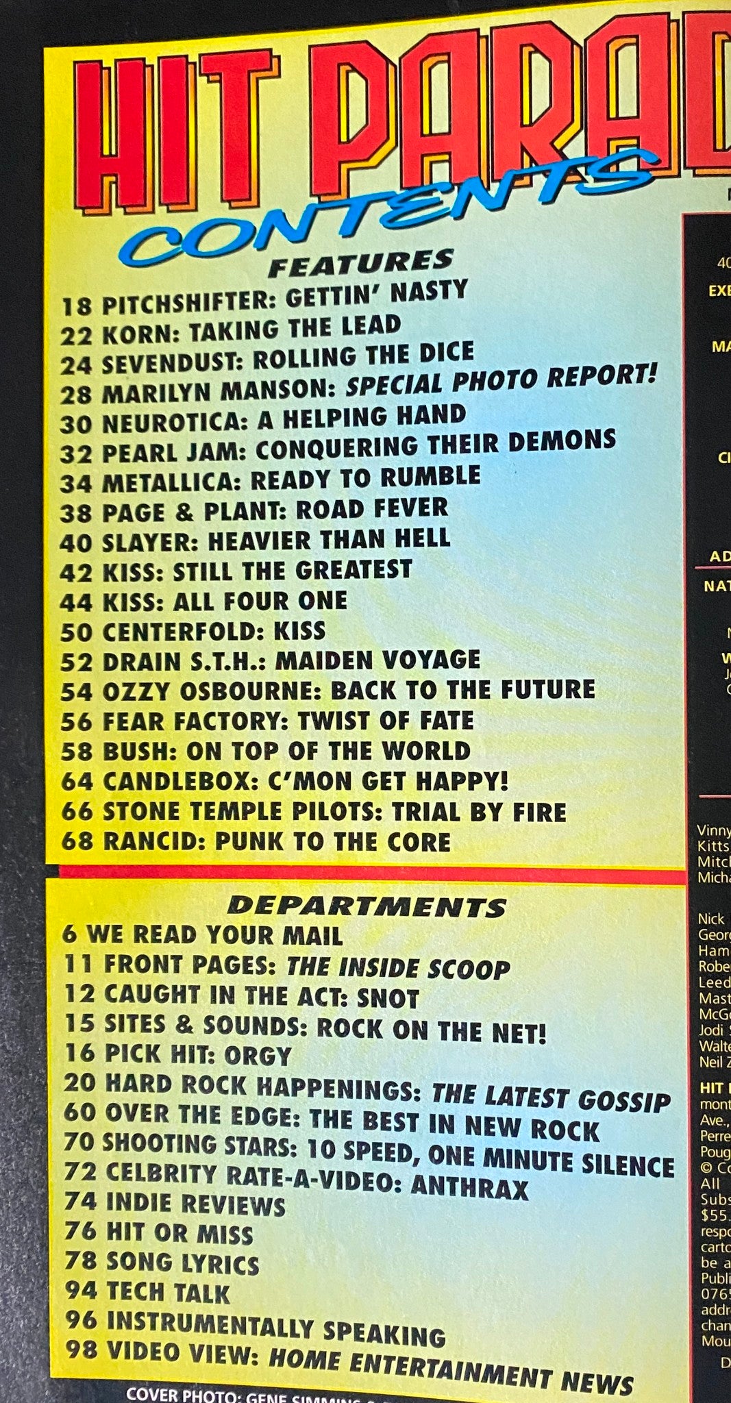 Hit Parader Nov 1998 Paul Stanley Kiss