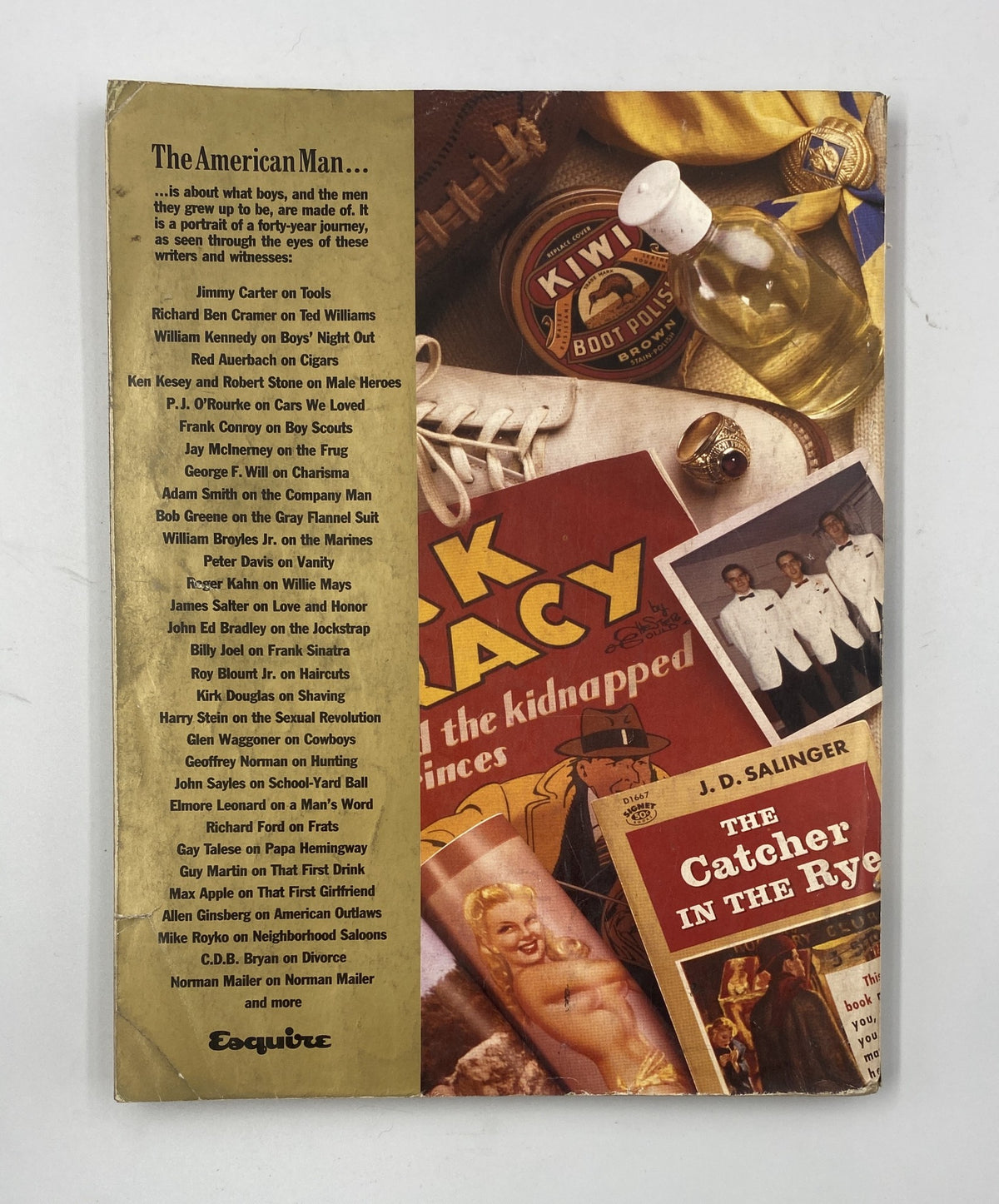 Back cover of Esquire Magazine June 1986 featuring items representative of American culture, with a focus on 'The American Man 1946–1986' theme.