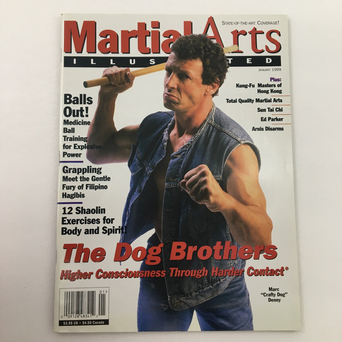 Martial Arts Illustrated Magazine January 1999 featuring cover with Marc 'Crafty Dog' Denny, showcasing martial arts techniques and culture, ideal for collectors and enthusiasts.
