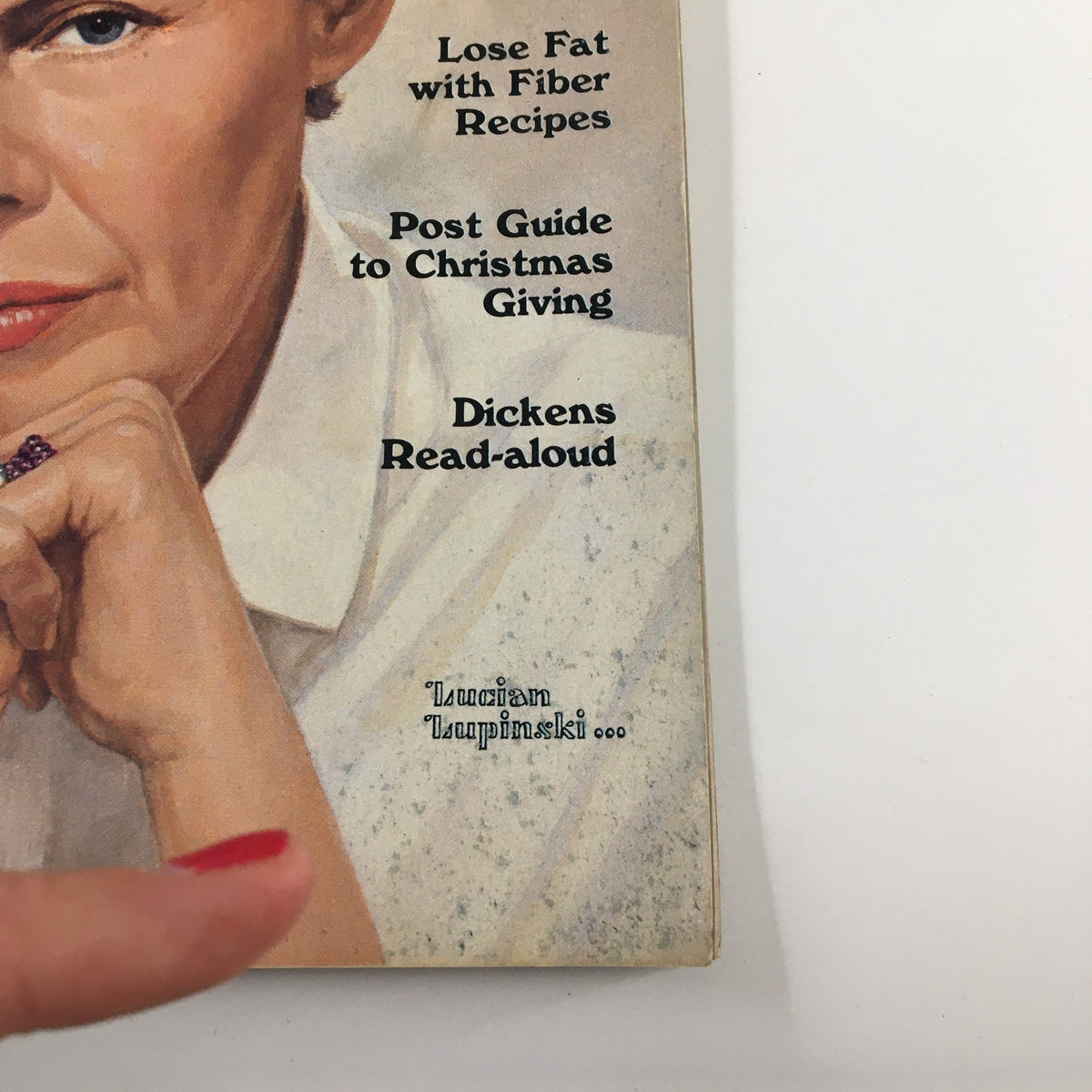 Close-up view of The Saturday Evening Post December 1984 cover, highlighting Jeane Kirkpatrick's portrait and surrounding text detailing additional features like Christmas guides and health recipes.