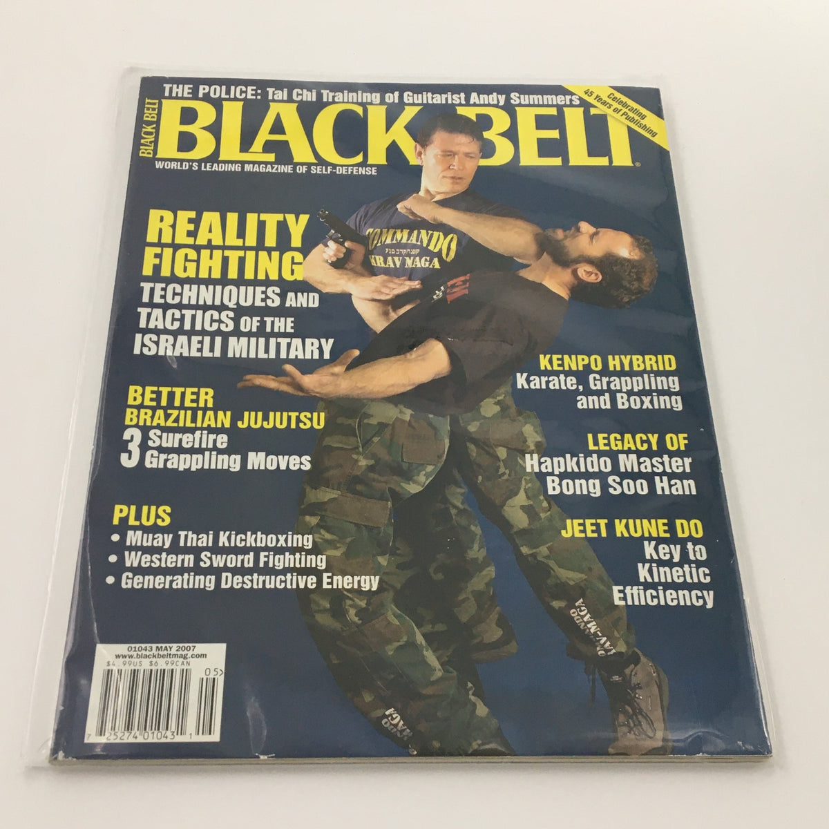 Black Belt Magazine May 2007 cover featuring the Legacy of Hapkido Master Bong Soo Han, highlighting Reality Fighting techniques and tactics of the Israeli military, featuring articles on various martial arts disciplines.