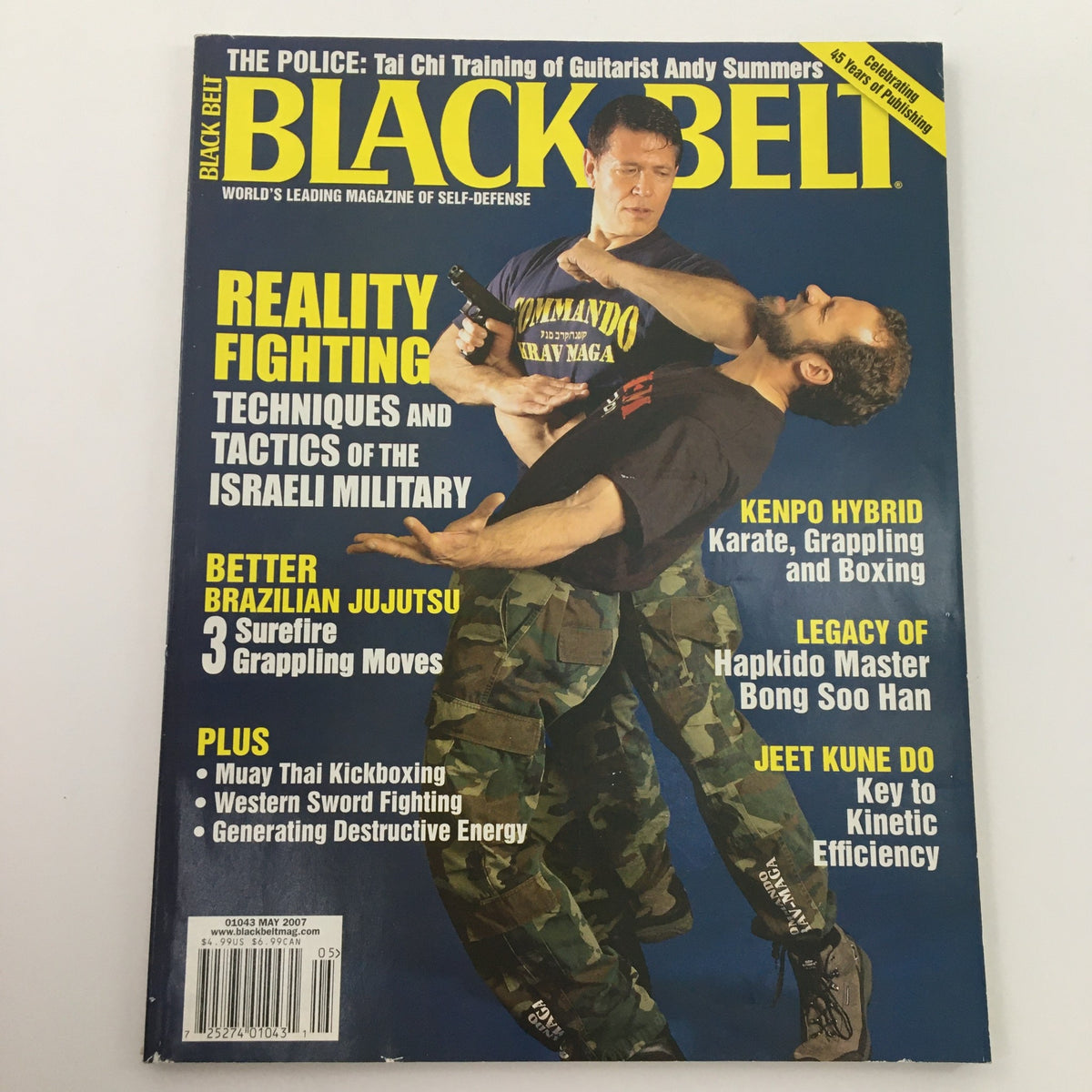 Black Belt Magazine May 2007 cover showcasing the Legacy of Hapkido Master Bong Soo Han, with a focus on Reality Fighting, Brazilian Jujutsu, and Kenpo Hybrid techniques, plus other martial arts topics.