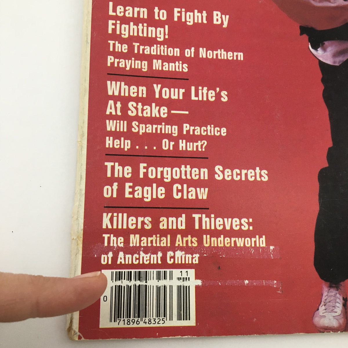 Back cover of Inside Kung-Fu Magazine November 1983 highlighting various martial arts topics including Northern Praying Mantis and the forgotten secrets of Eagle Claw.