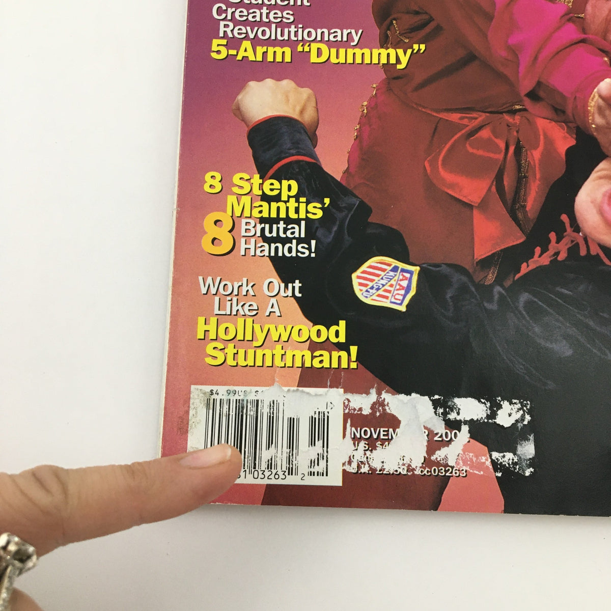 Cover of Inside Kung-Fu Magazine November 2002 featuring Wing Lam's Tiger Iron Palm Strikes, showcasing martial arts techniques and training insights.