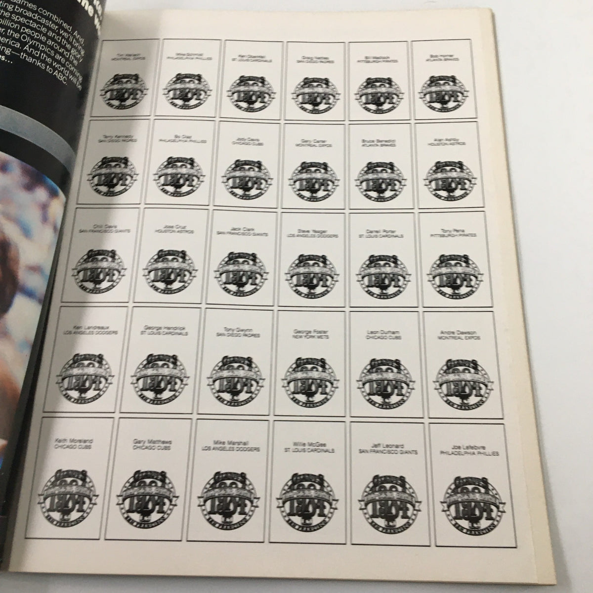 Image from 1984 All-Star Game Giants San Francisco Ca. Candlestick Park showcasing a collection of player signatures and logos.