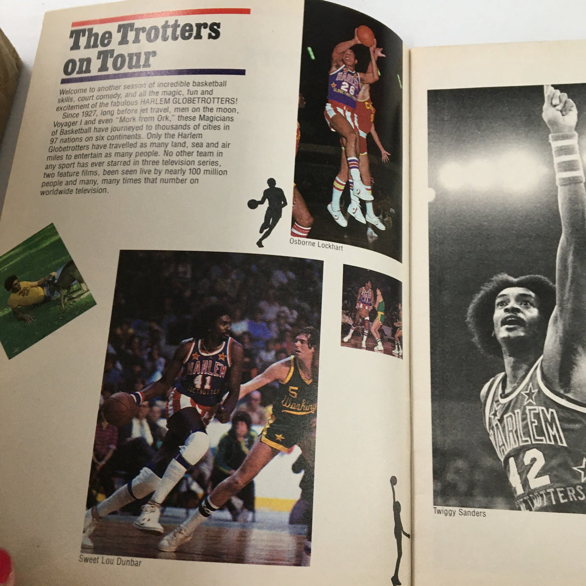 1980 Harlem Globertrotters The Trotters on Tour featuring Osborne Lockhart, showcasing the incredible basketball team in action, with notable players like Sweet Lou Dunbar and Twagy Sanders.