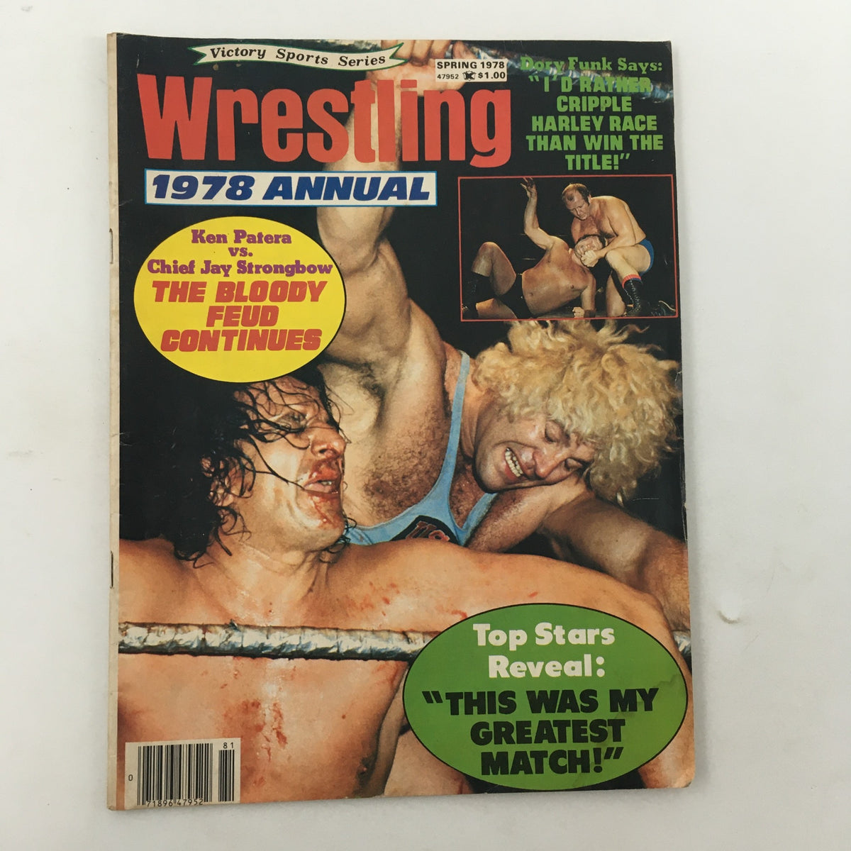 Cover of the Wrestling Magazine Spring 1978 featuring the title 'Wrestling Annual 1978' with featured matches including Ken Patera vs. Chief Jay Strongbow, and a prominent highlight of 'Greatest Match' by Andre the Giant & Bobo Brazil.