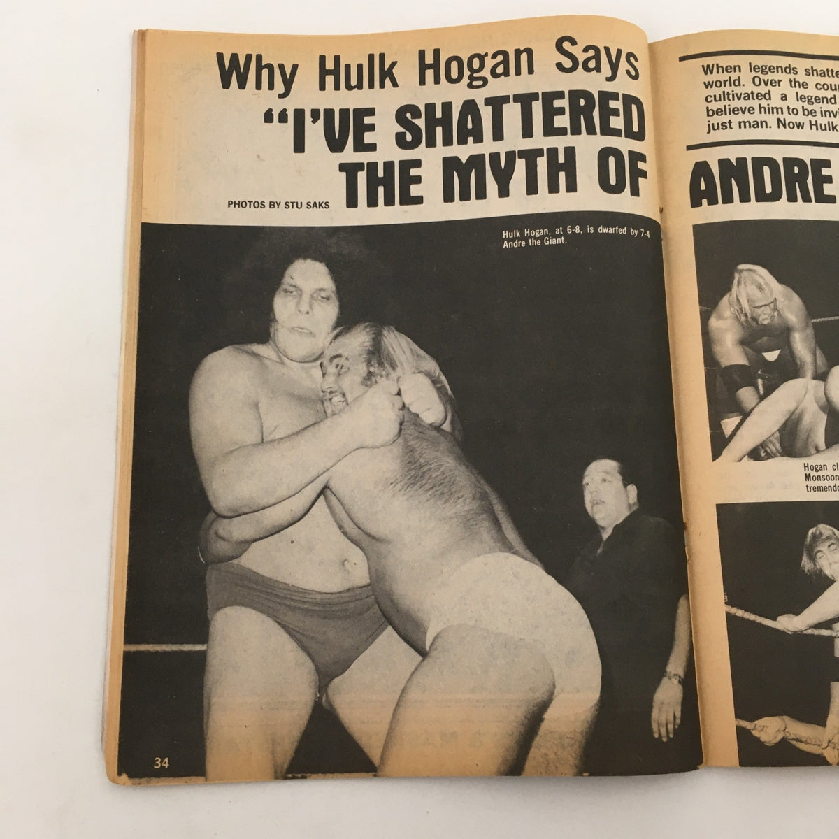 Hulk Hogan in Sports Review Wrestling Magazine Spring 1981 discussing his rivalry with Andre the Giant, showcasing a historic moment in wrestling history.