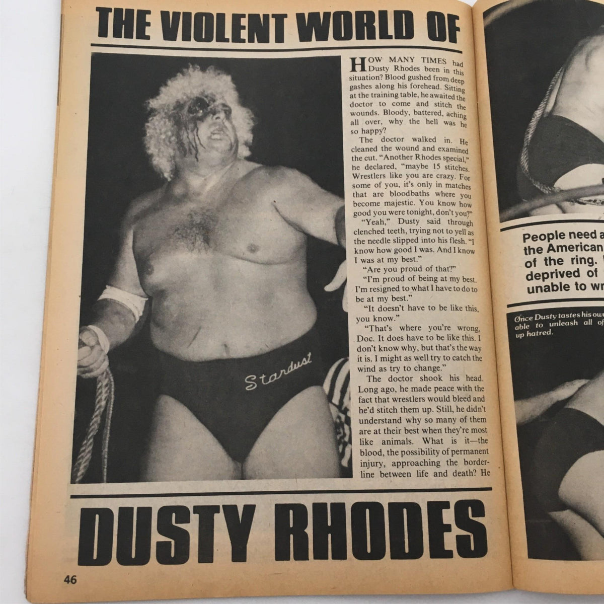 Pro Wrestling Illustrated Magazine July 1981 featuring the article 'The Violent World of Dusty Rhodes' with a black and white image of Dusty Rhodes in the ring.