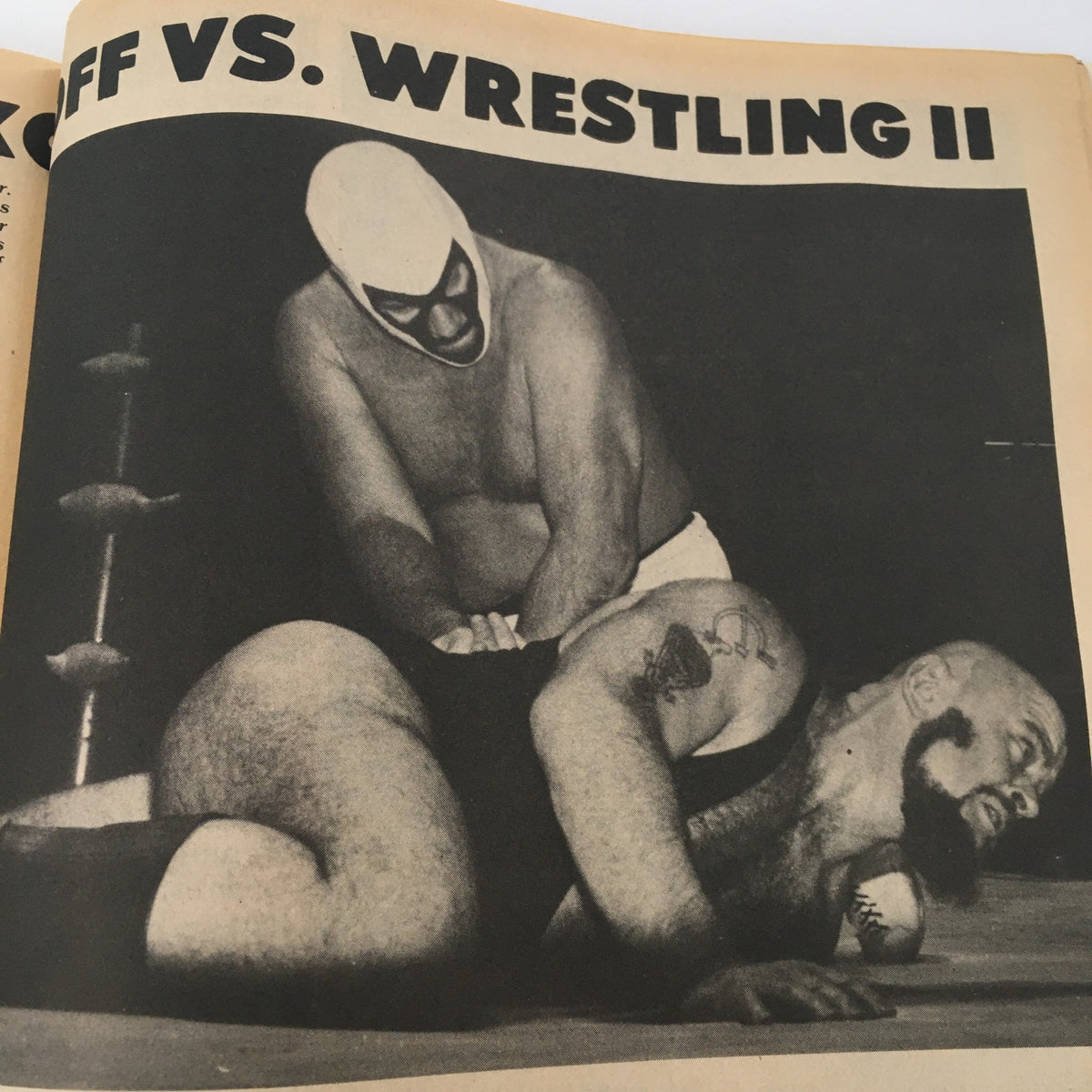 Page from Pro Wrestling Illustrated Magazine June 1982 showing the wrestling match between Ivan Koloff and Mr. Wrestling II, capturing dramatic moments in the ring.