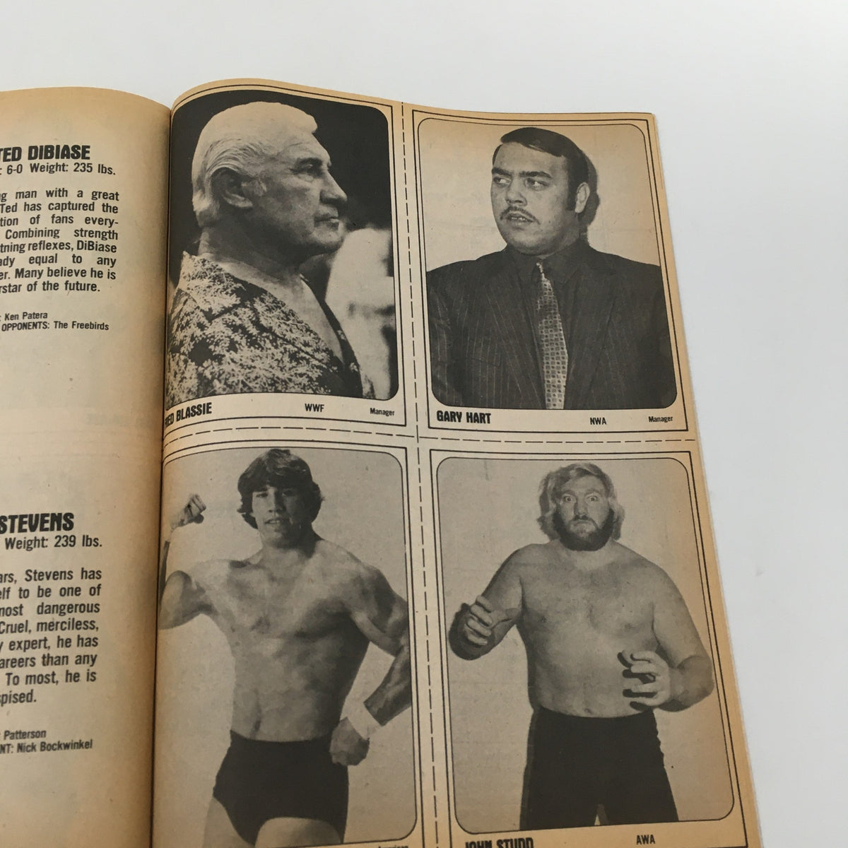 Wrestling Superstars Magazine Summer 1981 interior page displaying wrestling personalities, including managers and wrestlers like Freddie Blassie and Gary Hart.